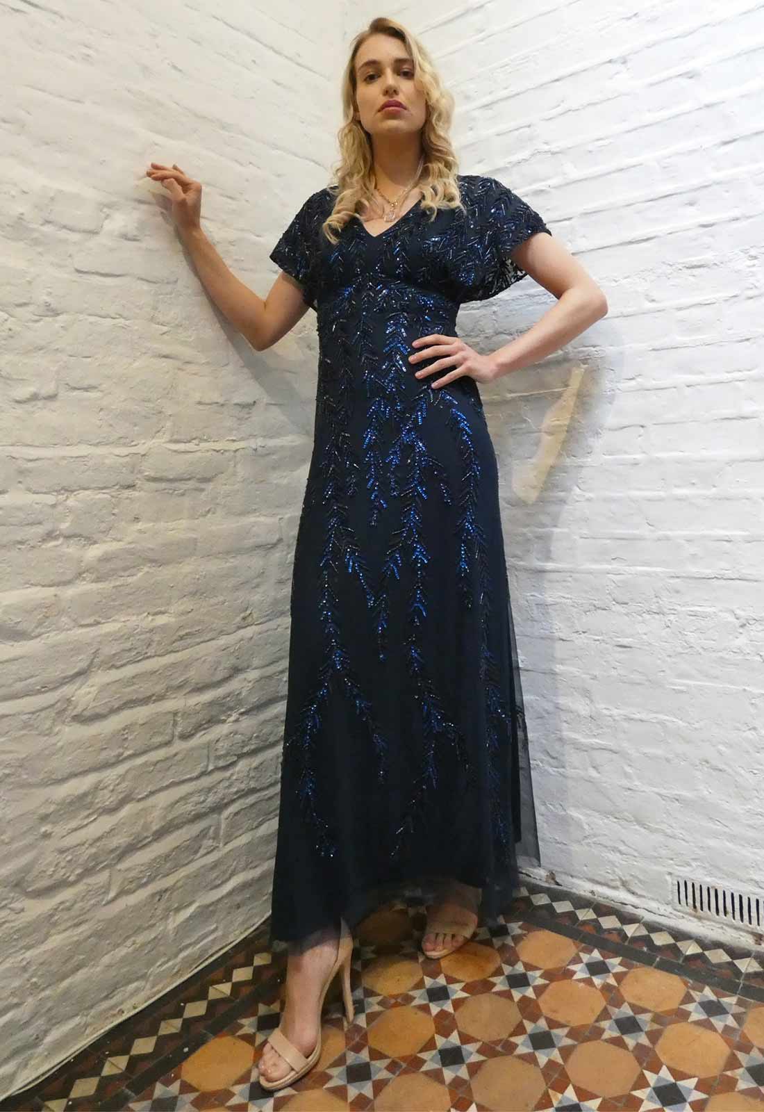 Raishma Couture Navy Serenity Embellished Maxi Dress - Image 3