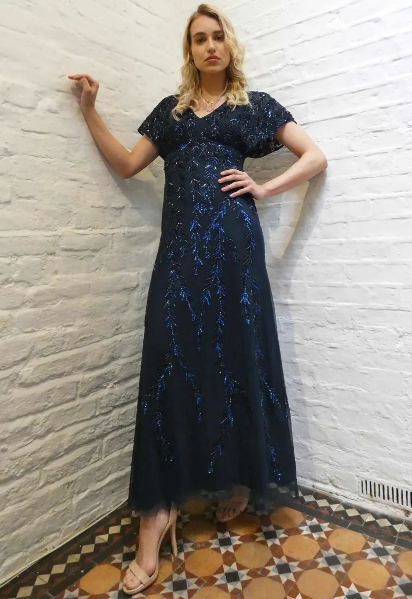 Raishma Couture Navy Serenity Embellished Maxi Dress - Image 9