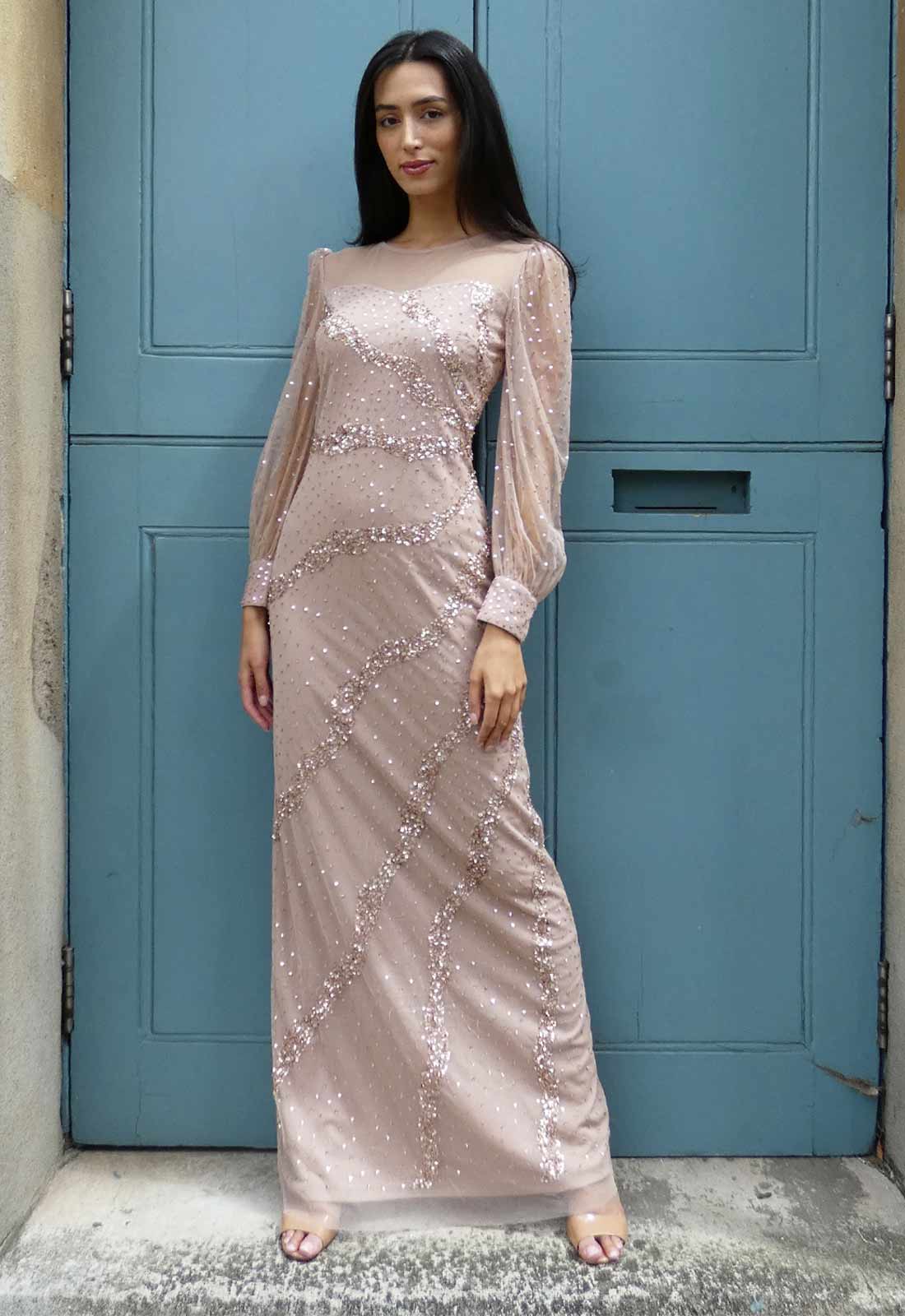Raishma Couture Nude Capri Maxi Dress
