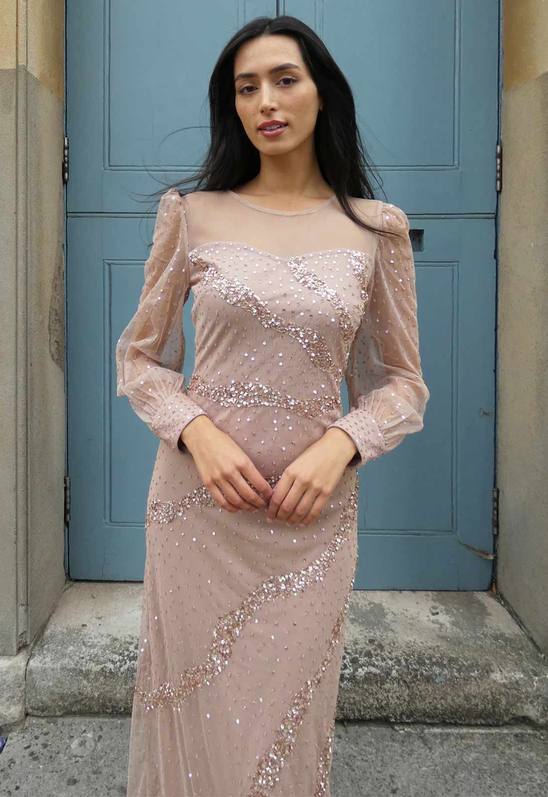 Raishma Couture Nude Capri Maxi Dress - Image 2