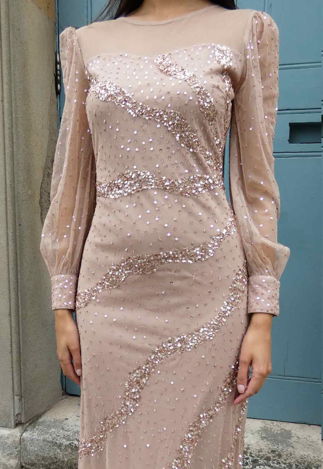 Raishma Couture Nude Capri Maxi Dress - Image 4
