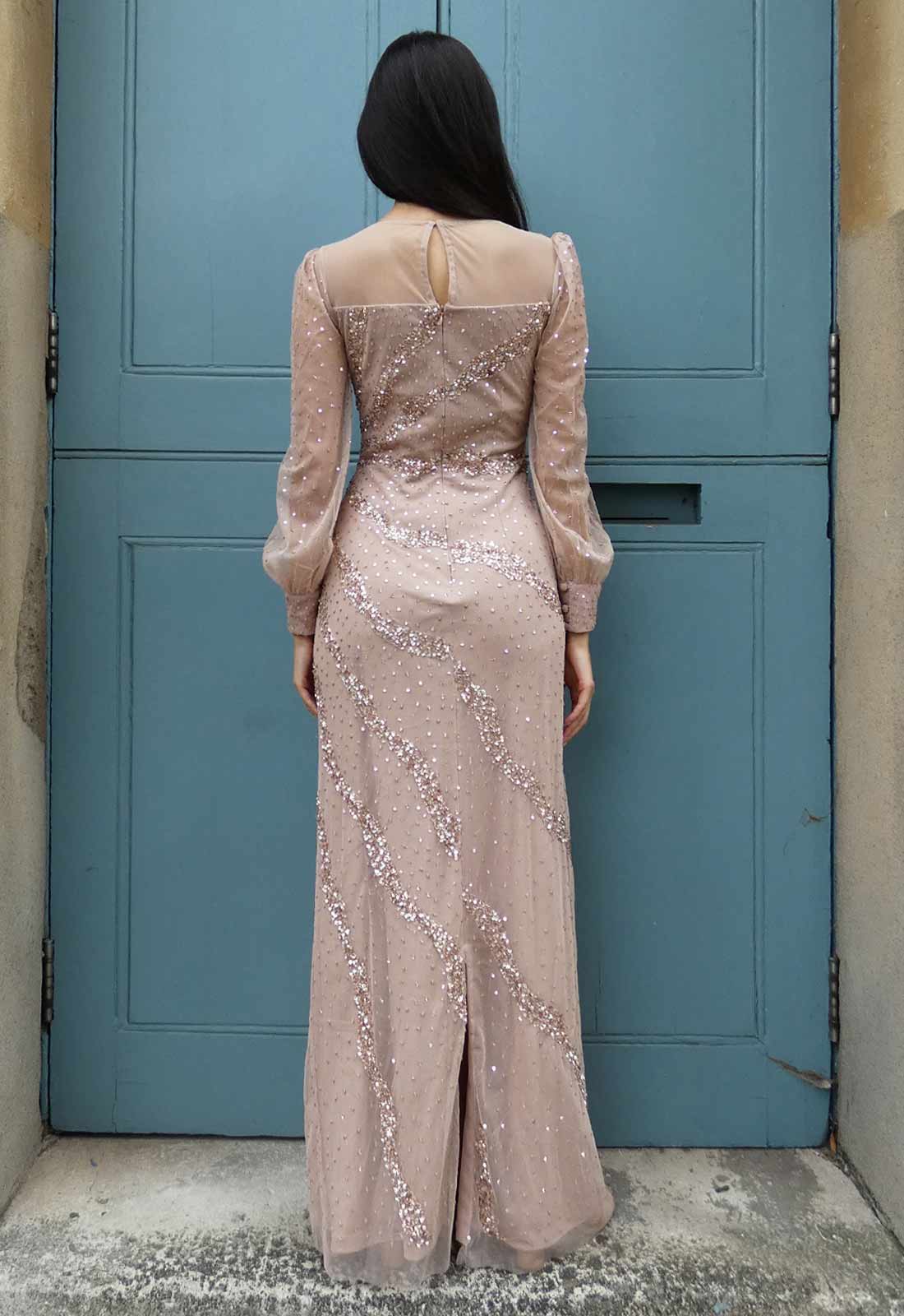 Raishma Couture Nude Capri Maxi Dress - Image 5
