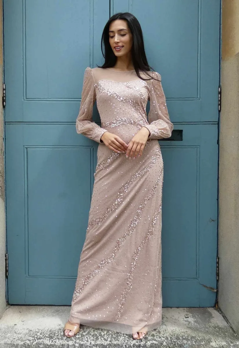 Raishma Couture Nude Capri Maxi Dress - Image 6
