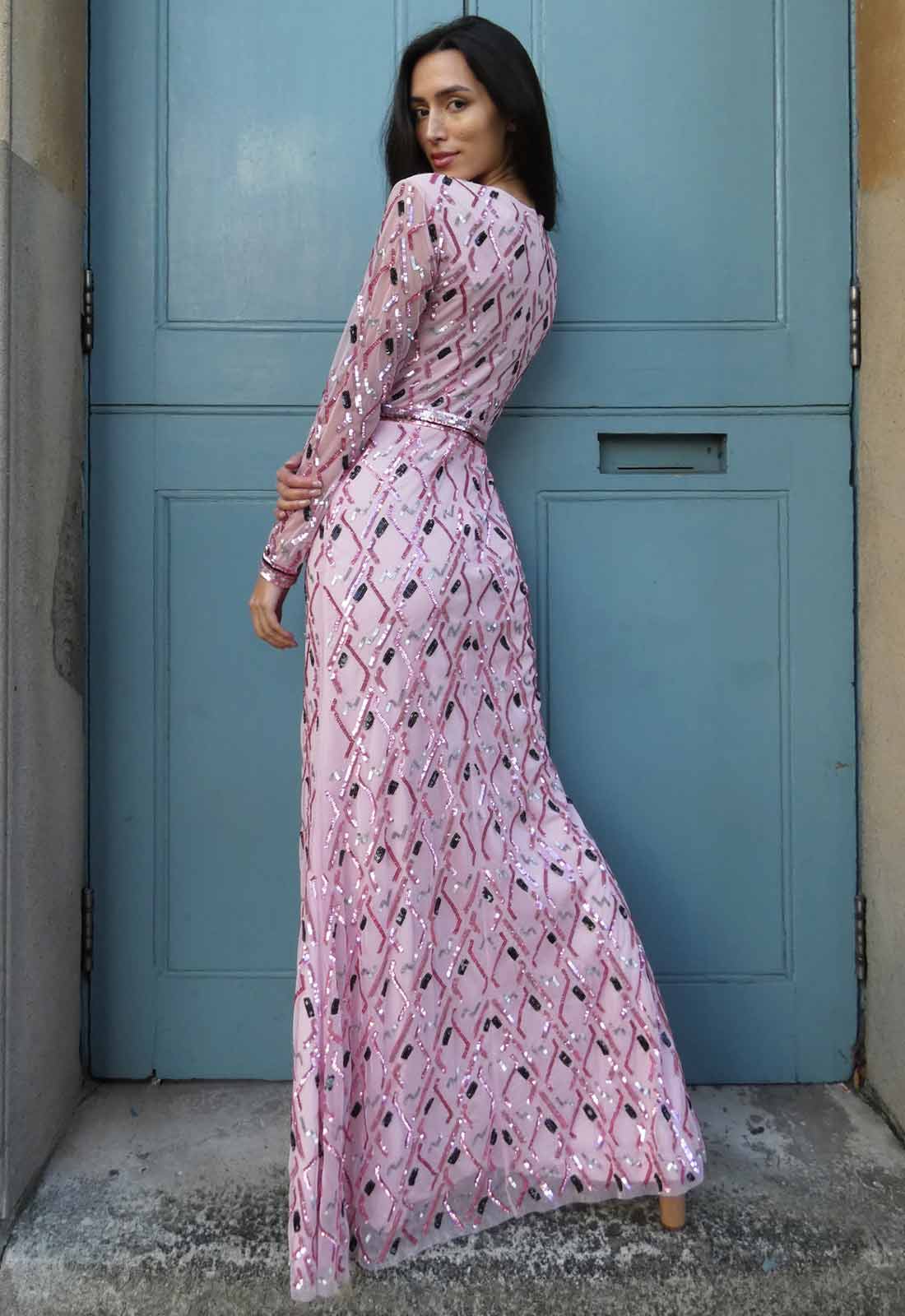 Raishma Couture Pink Birdie Embellished Maxi Dress - Image 3