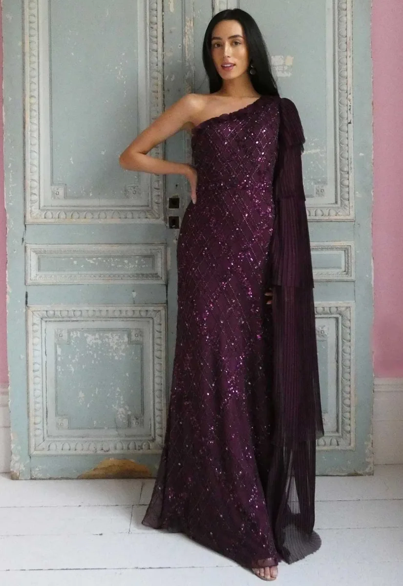Raishma Couture Purple Leilani Embellished Maxi Dress - Image 11