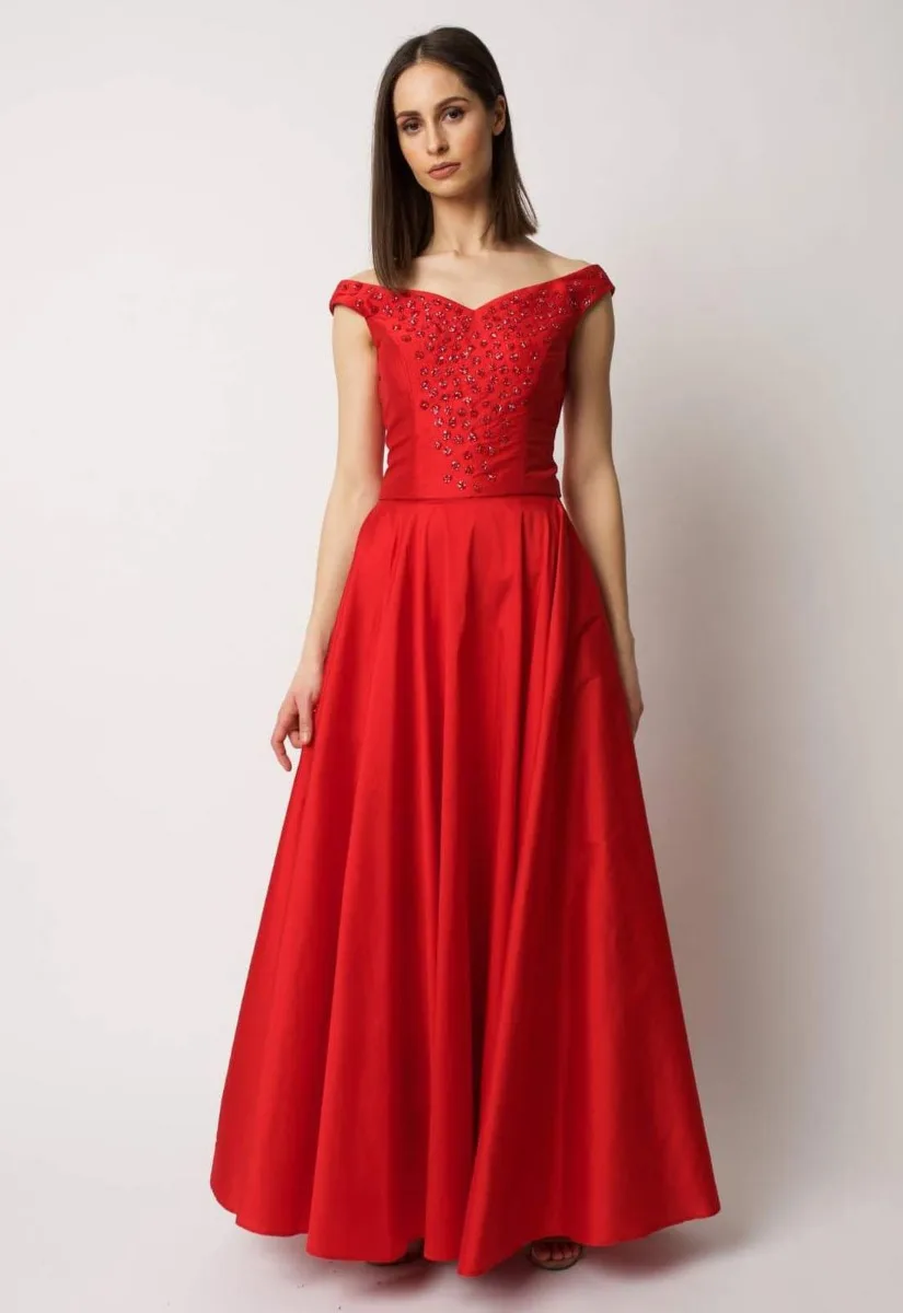 Raishma Couture Red Taffeta Skirt - Image 4