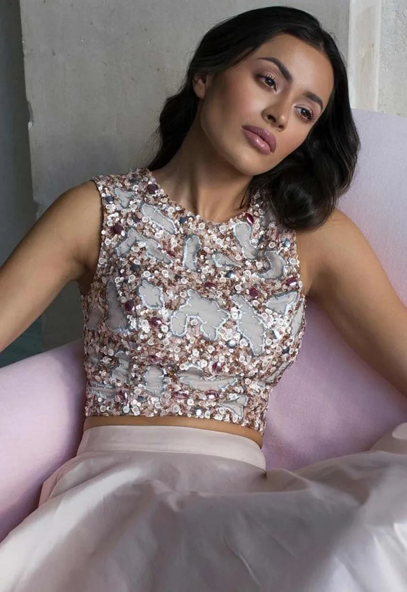 Raishma Embellished Crop Top in Blush - Image 10
