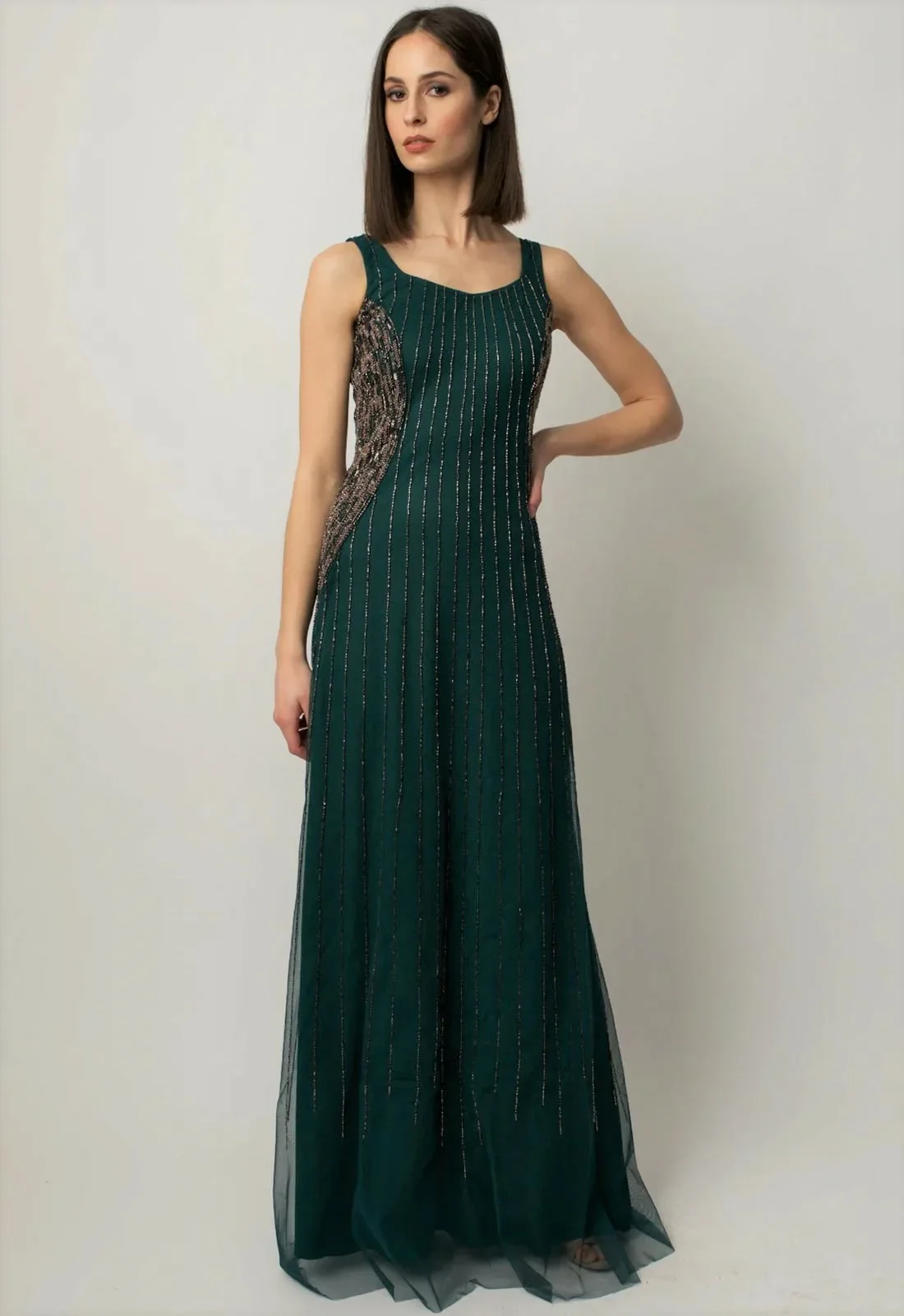 Raishma Green Melony Cape Gown - Image 2