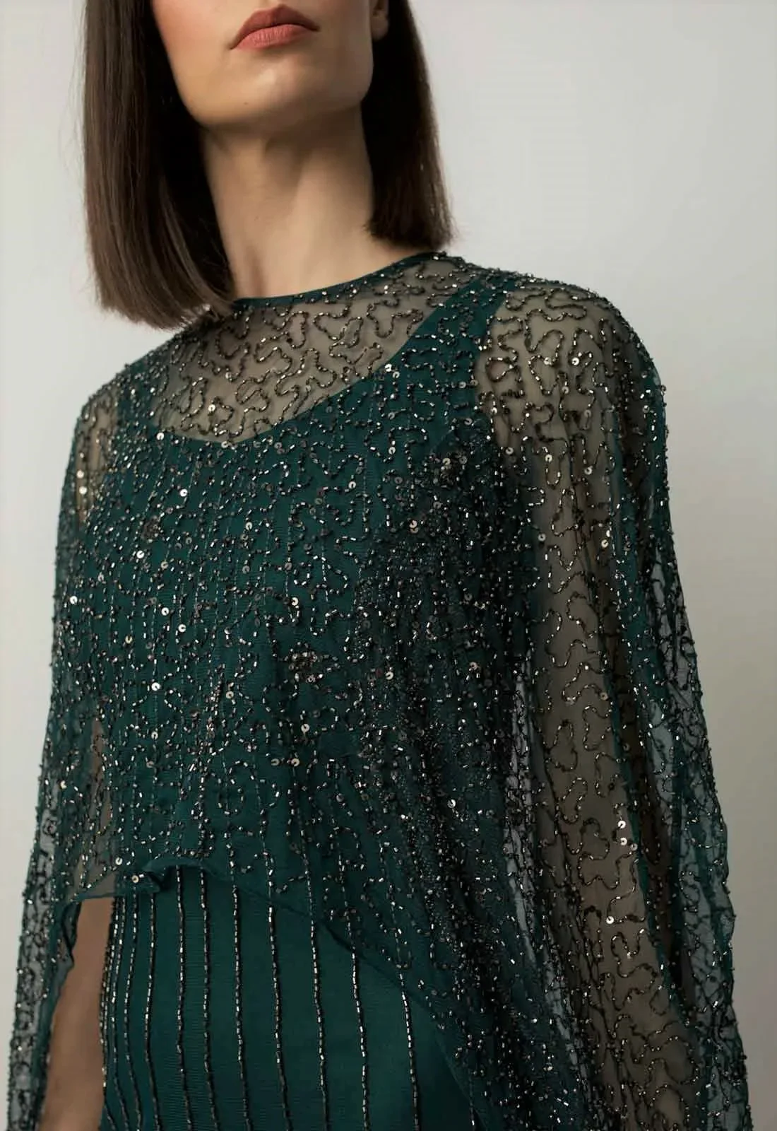 Raishma Green Melony Cape Gown - Image 4