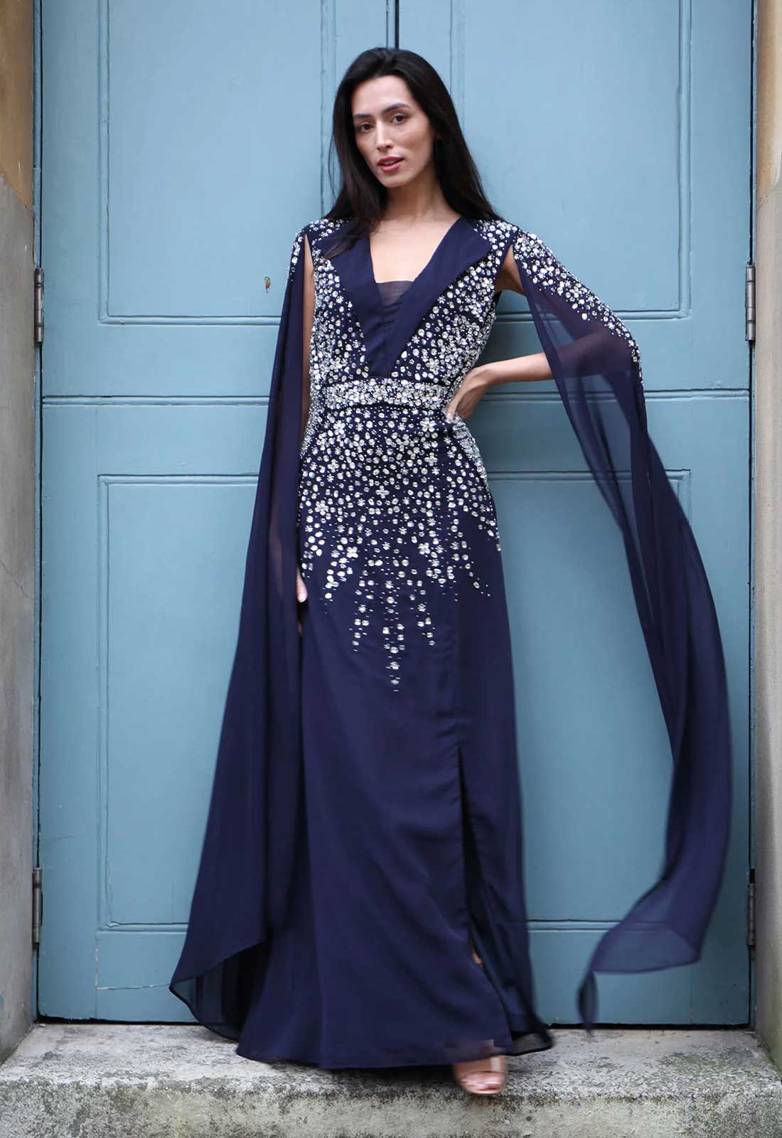 Raishma Couture Navy Gabrielle Maxi Dress - Image 3