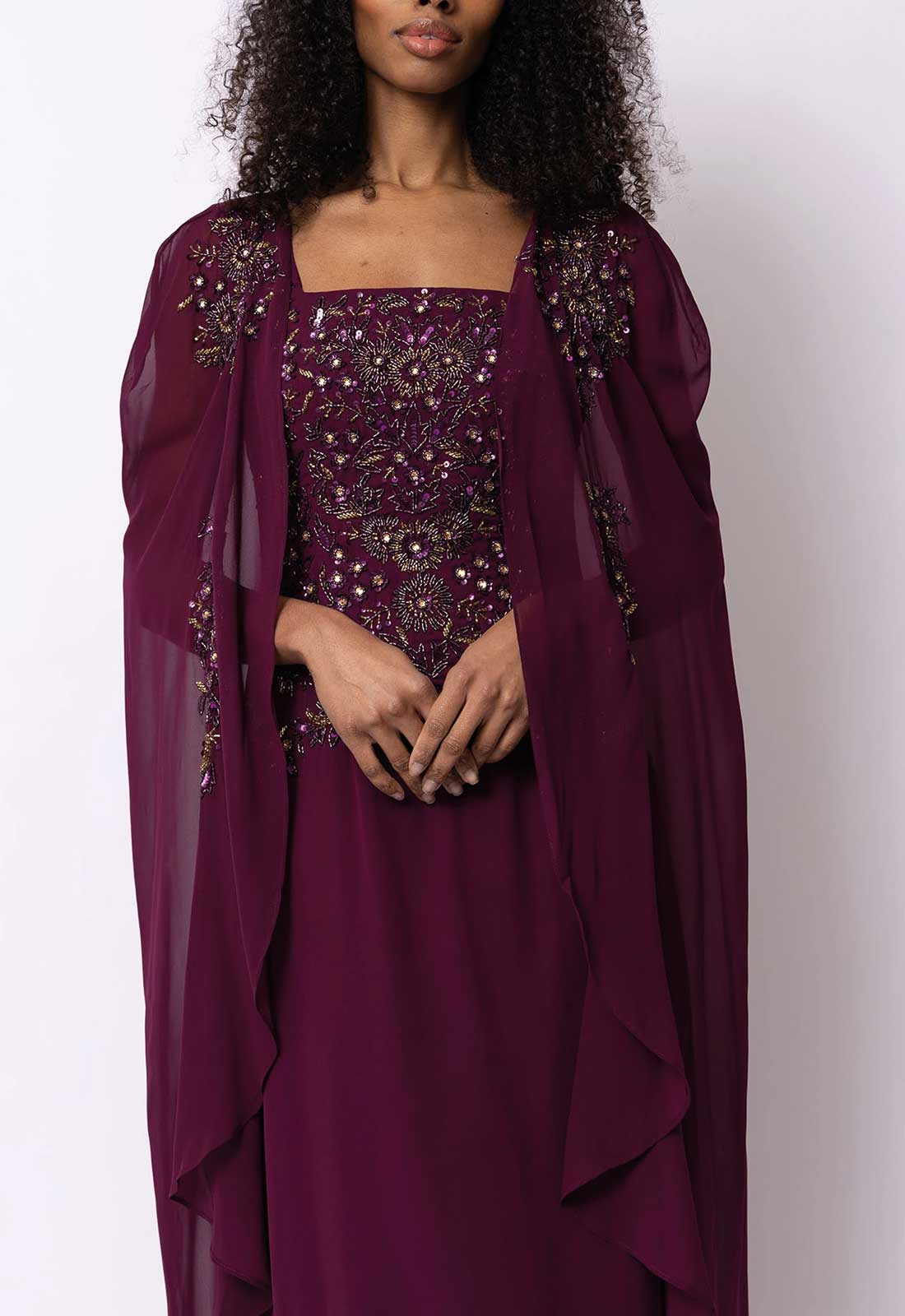 Raishma Couture Burgundy Leonora Maxi Dress - Image 2