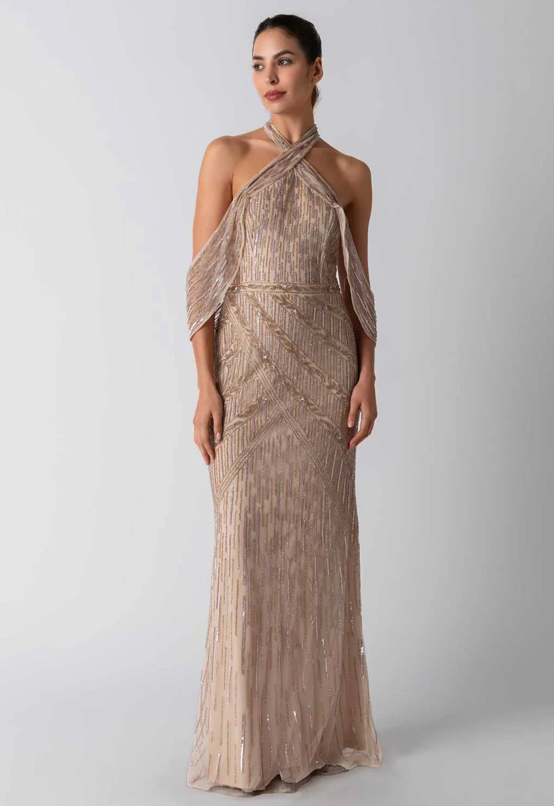 Raishma Couture Nude Mia Maxi Dress