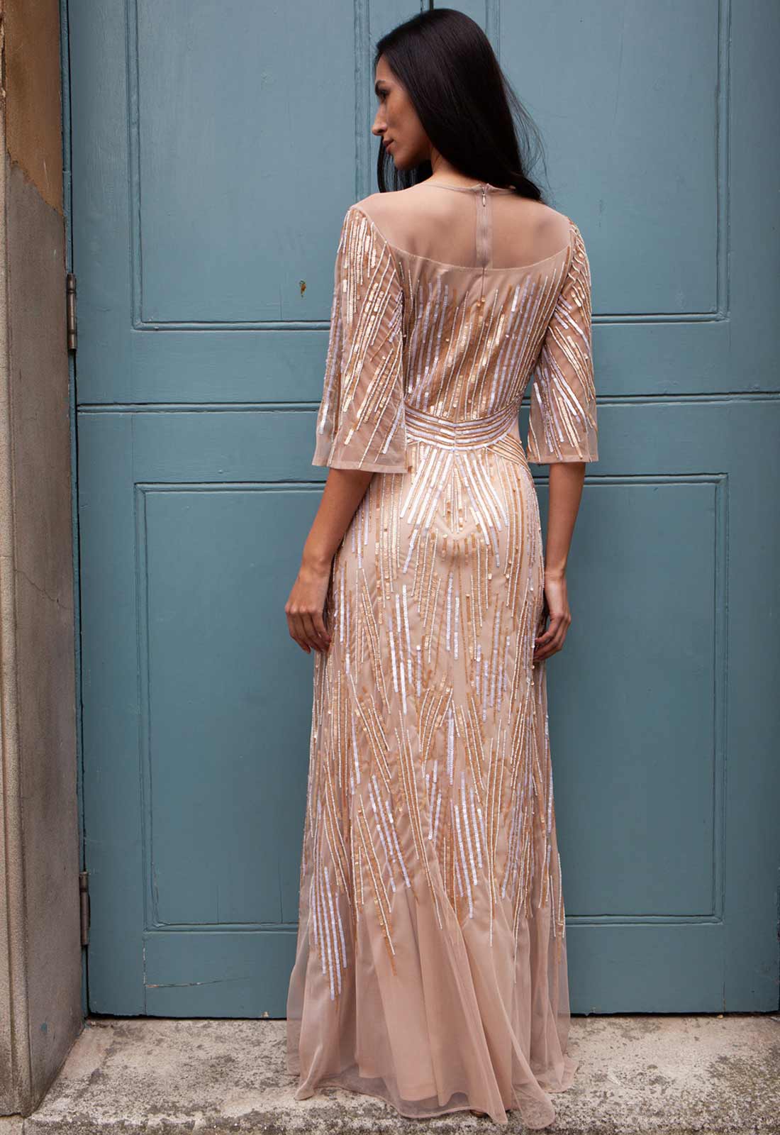 Raishma Nude Jenna Embellished Maxi Dress - Image 3