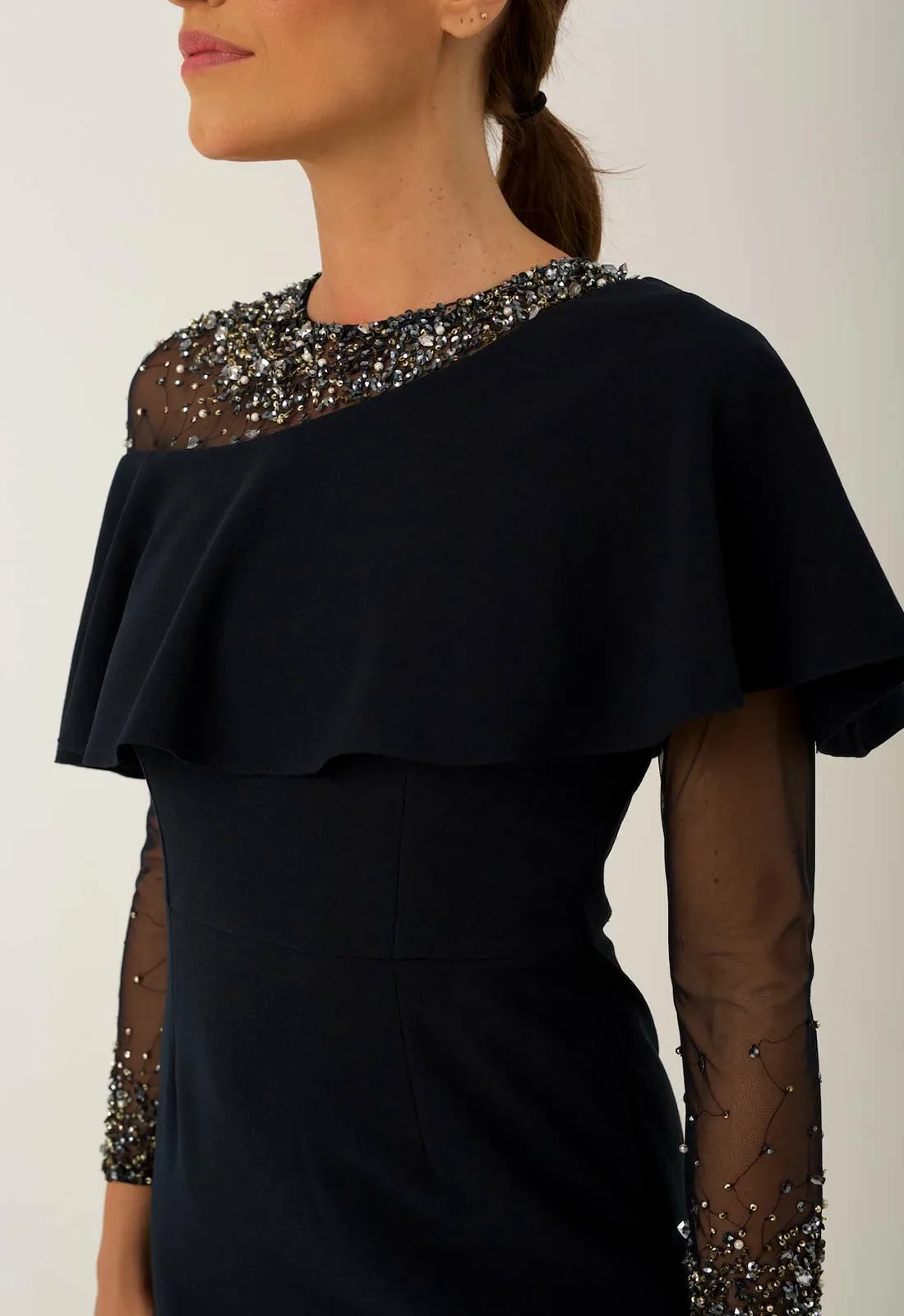 Raishma Quinn Navy Asymmetric Maxi Dress - Image 6