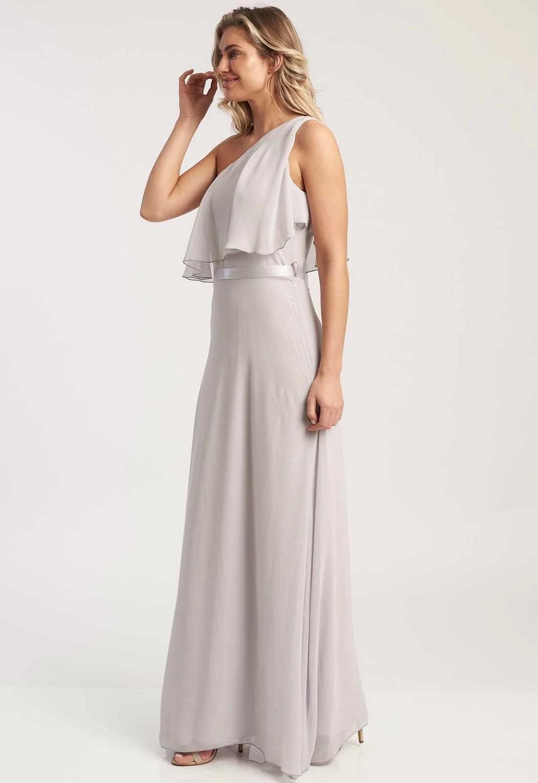 Revie London Grey Anastasia One Shoulder Maxi Dress - Image 5