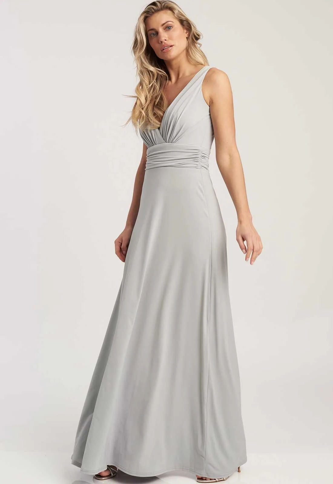 Revie London Liana Grey Maxi Grecian Dress - Image 3