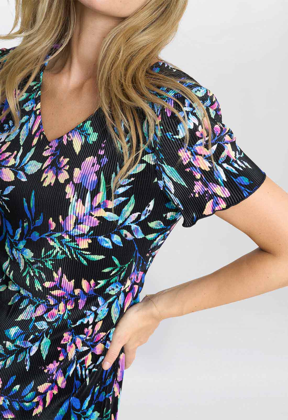 Gina Bacconi Blue Rowan Plisse Tiered Dress - Image 3