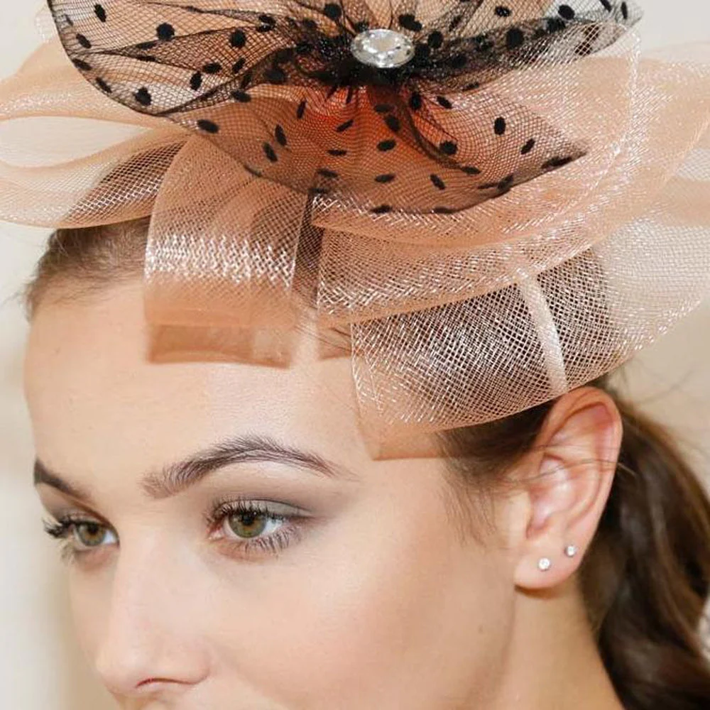 Ruby Rocks Pedra Fascinator - Peach - Image 2