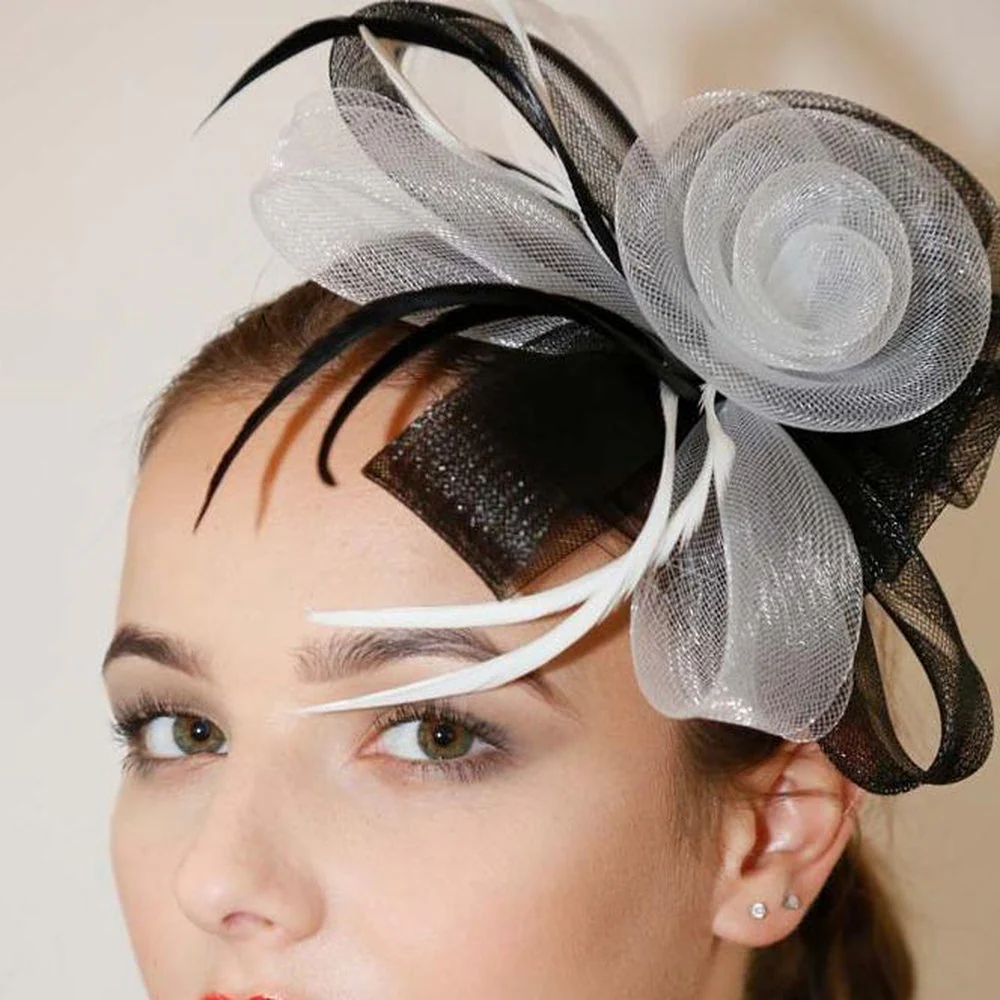 Ruby Rocks Sancha Fascinator - Black/White - Image 2