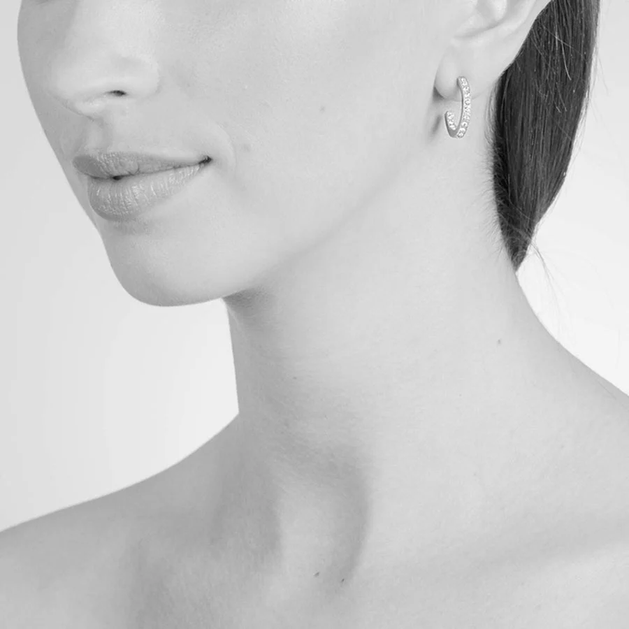 Cachet London Saga 18mm Silver Hoop Earrings - Image 2