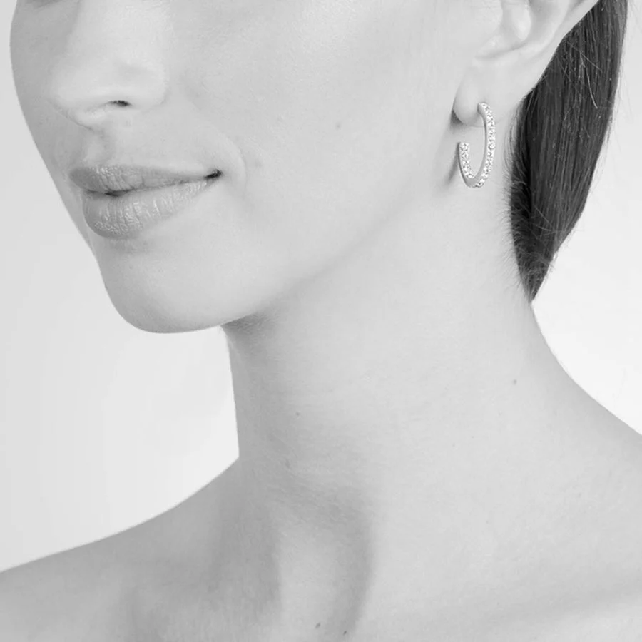 Cachet London Saga Large Silver Hoop Earrings - Image 4