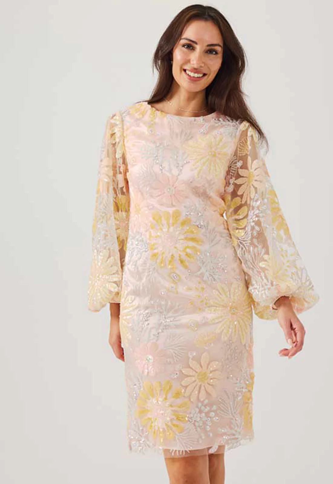 Samantha Jane Blush Lemon Miranda Cocktail Dress