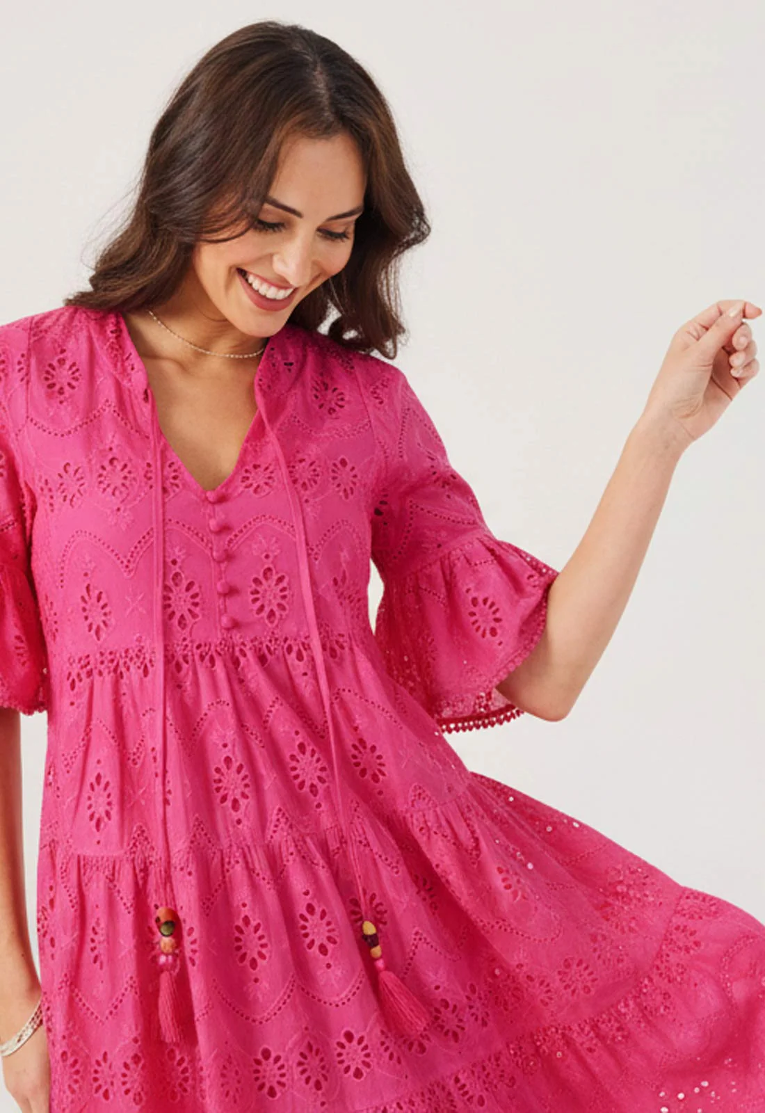 Samantha Jane Pink Phoebe Summer Dress - Image 3