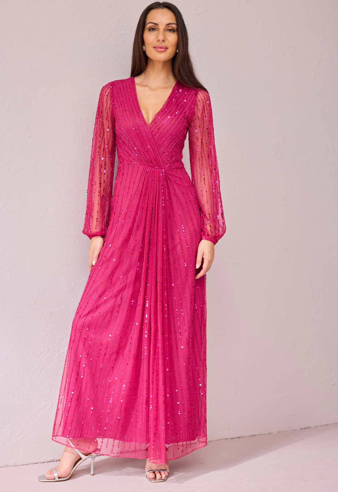 Samantha Jane Raspberry Annie Shimmer Dress - Image 2