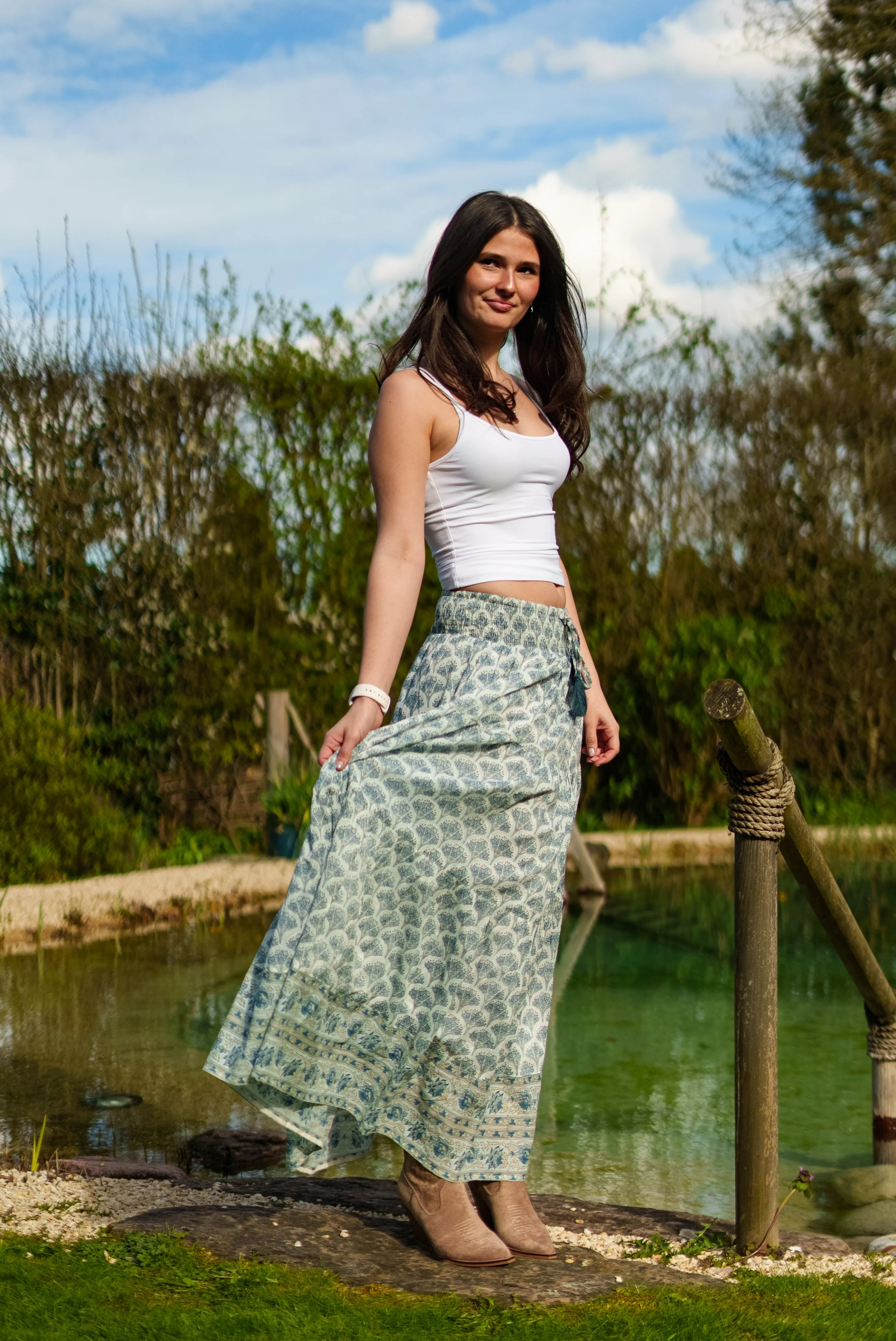 Soul Of Sita Adalyn Pattern Maxi Woodblock Printed Skirt In Blue - Image 10