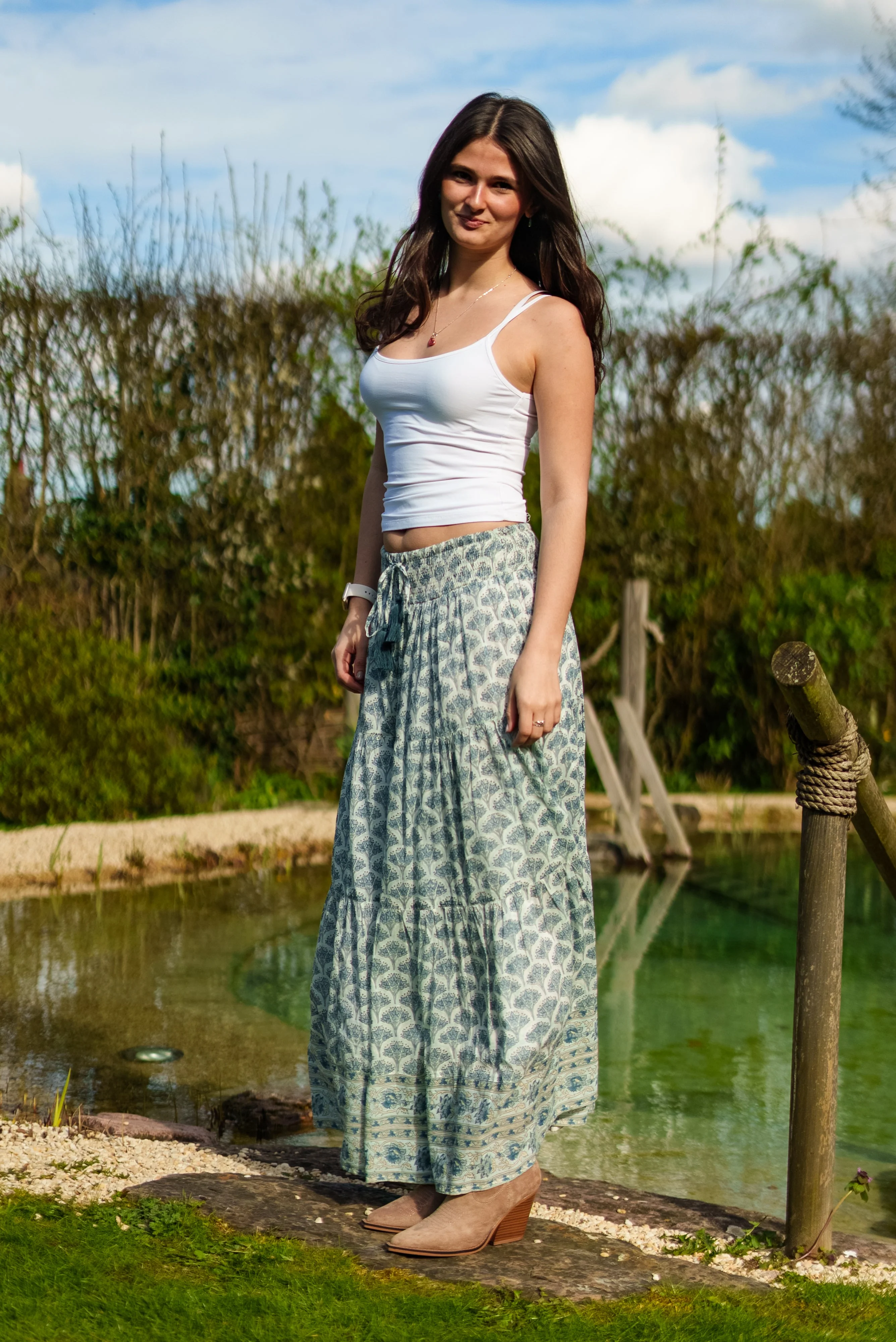 Soul Of Sita Adalyn Pattern Maxi Woodblock Printed Skirt In Blue - Image 13
