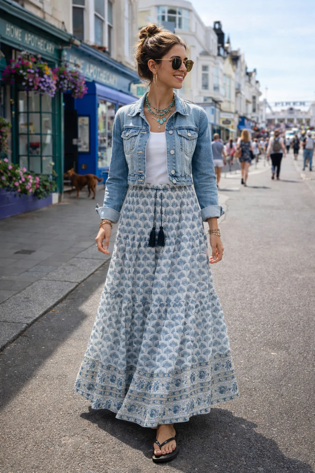 Soul Of Sita Adalyn Pattern Maxi Woodblock Printed Skirt In Blue - Image 3