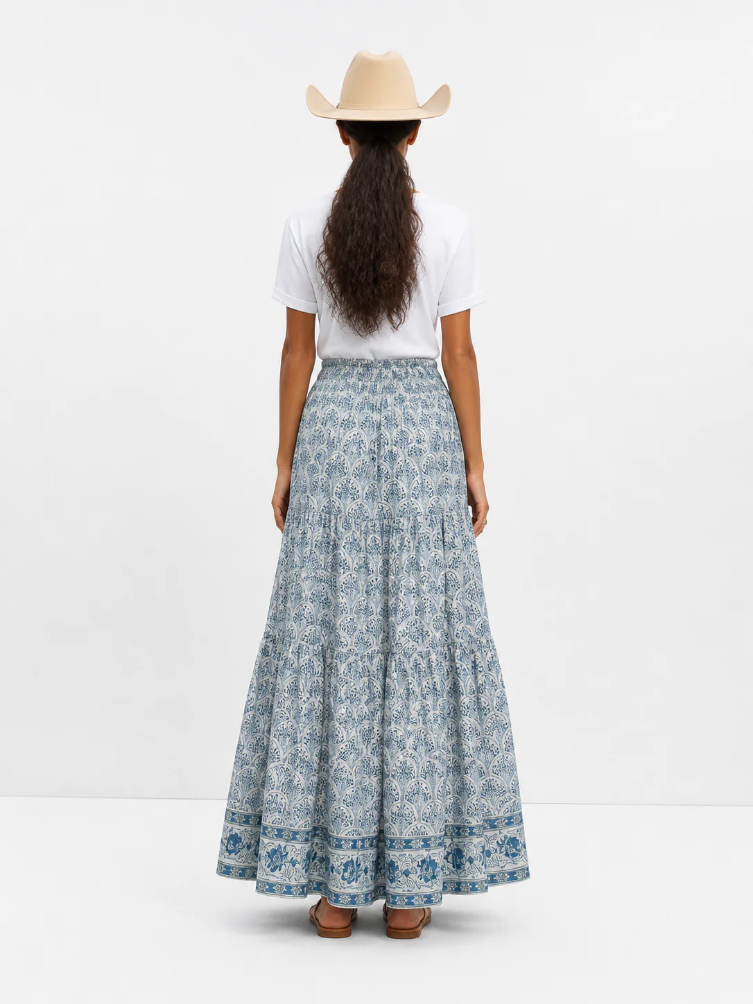 Soul Of Sita Adalyn Pattern Maxi Woodblock Printed Skirt In Blue - Image 4