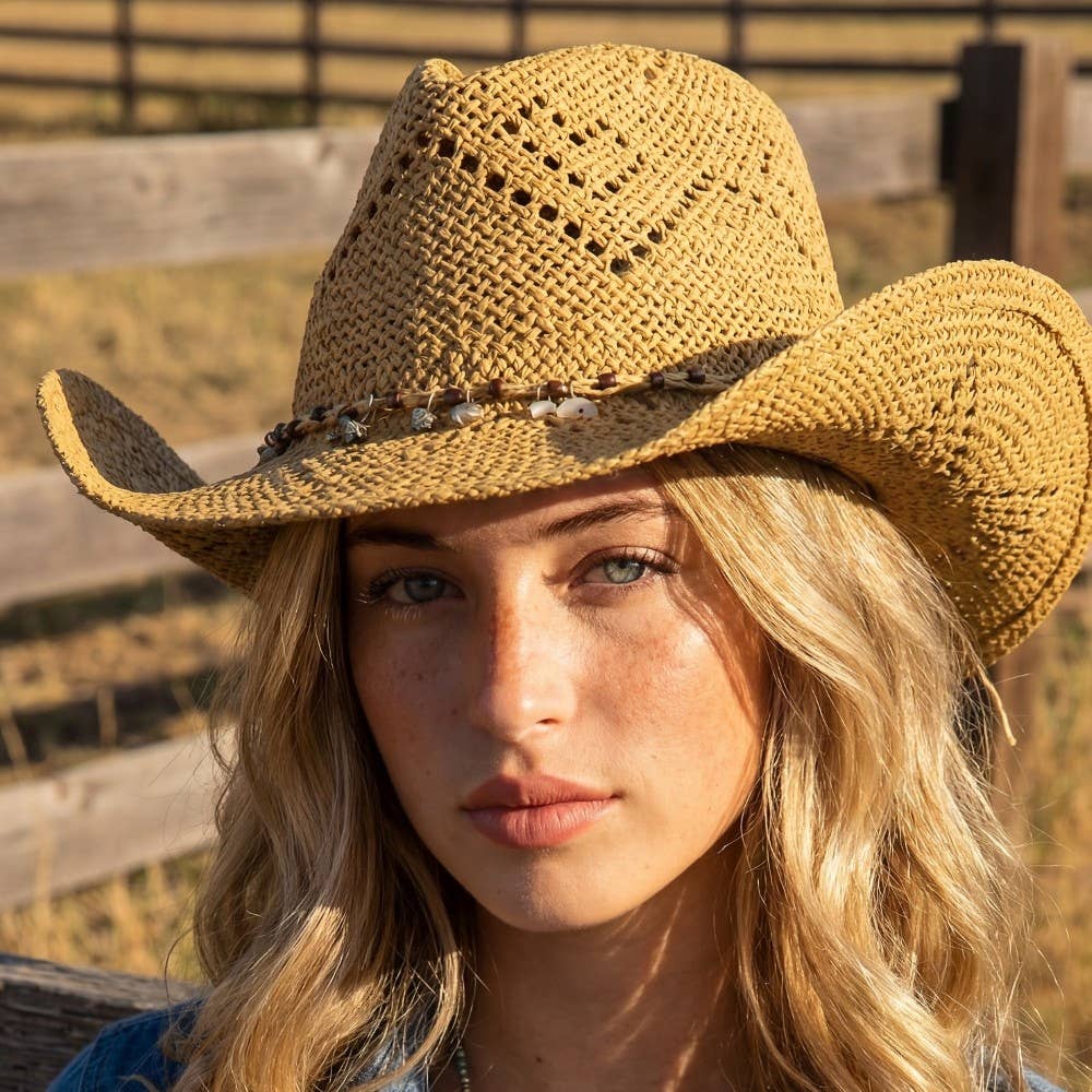 Soul Of Sita Beaded Strap Straw Cowboy Hat: Iv - Image 2