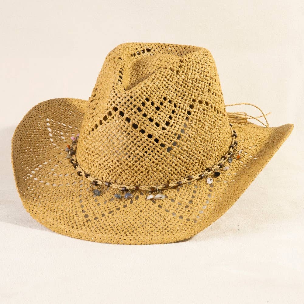 Soul Of Sita Beaded Strap Straw Cowboy Hat: Iv - Image 4