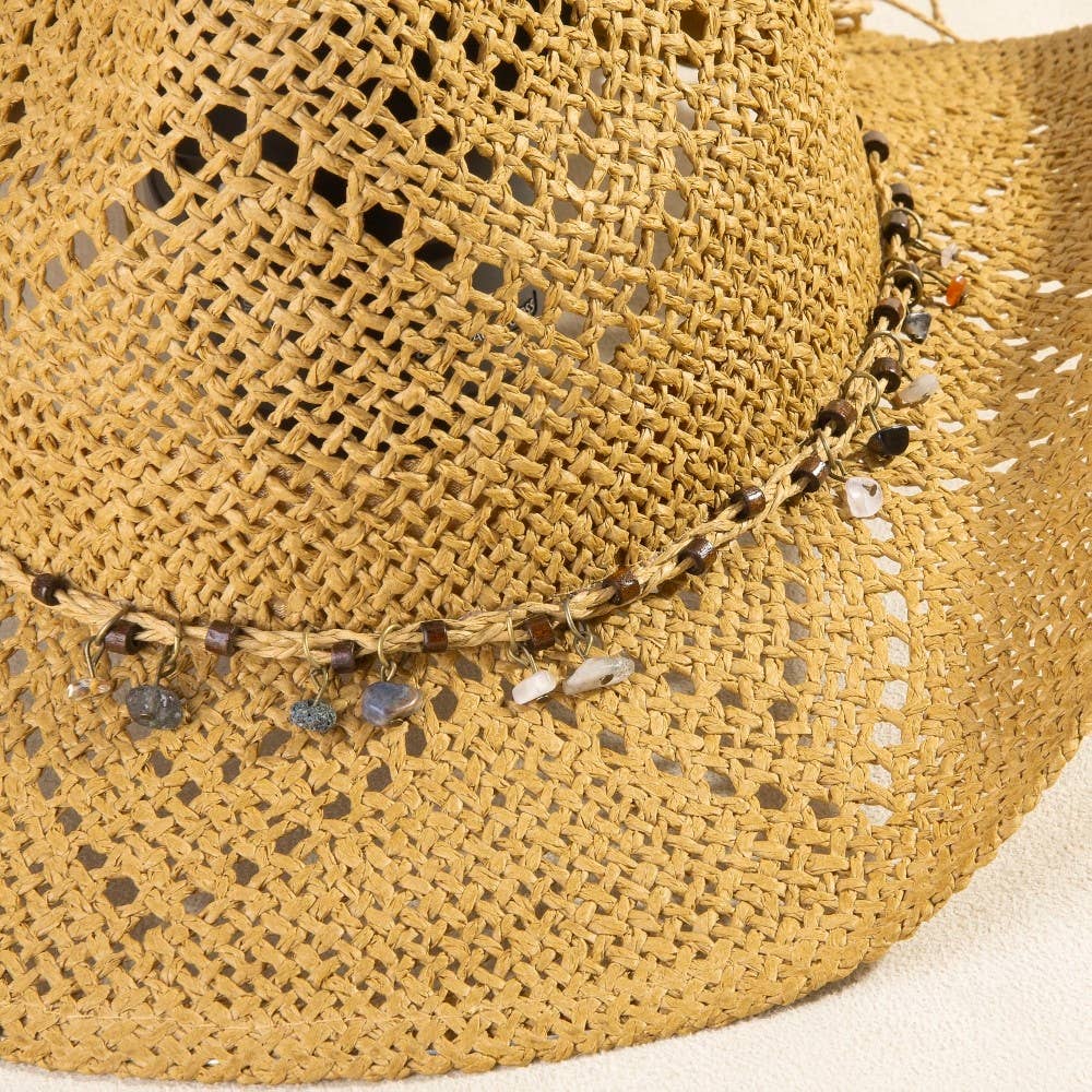 Soul Of Sita Beaded Strap Straw Cowboy Hat: Iv - Image 5