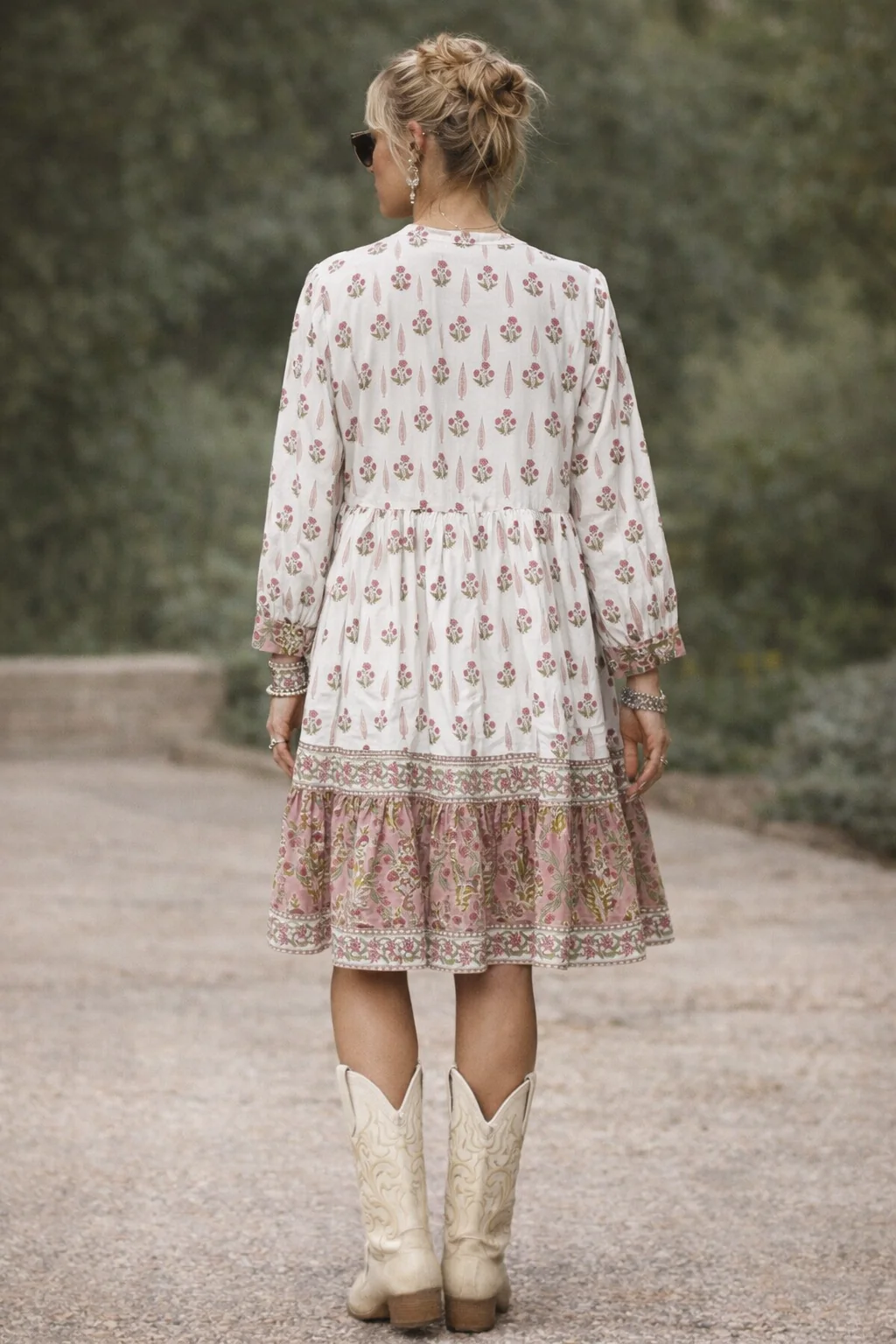 Soul Of Sita Bella Cream And Pink Wood Block Printed Cotton Voile Dress - Image 2