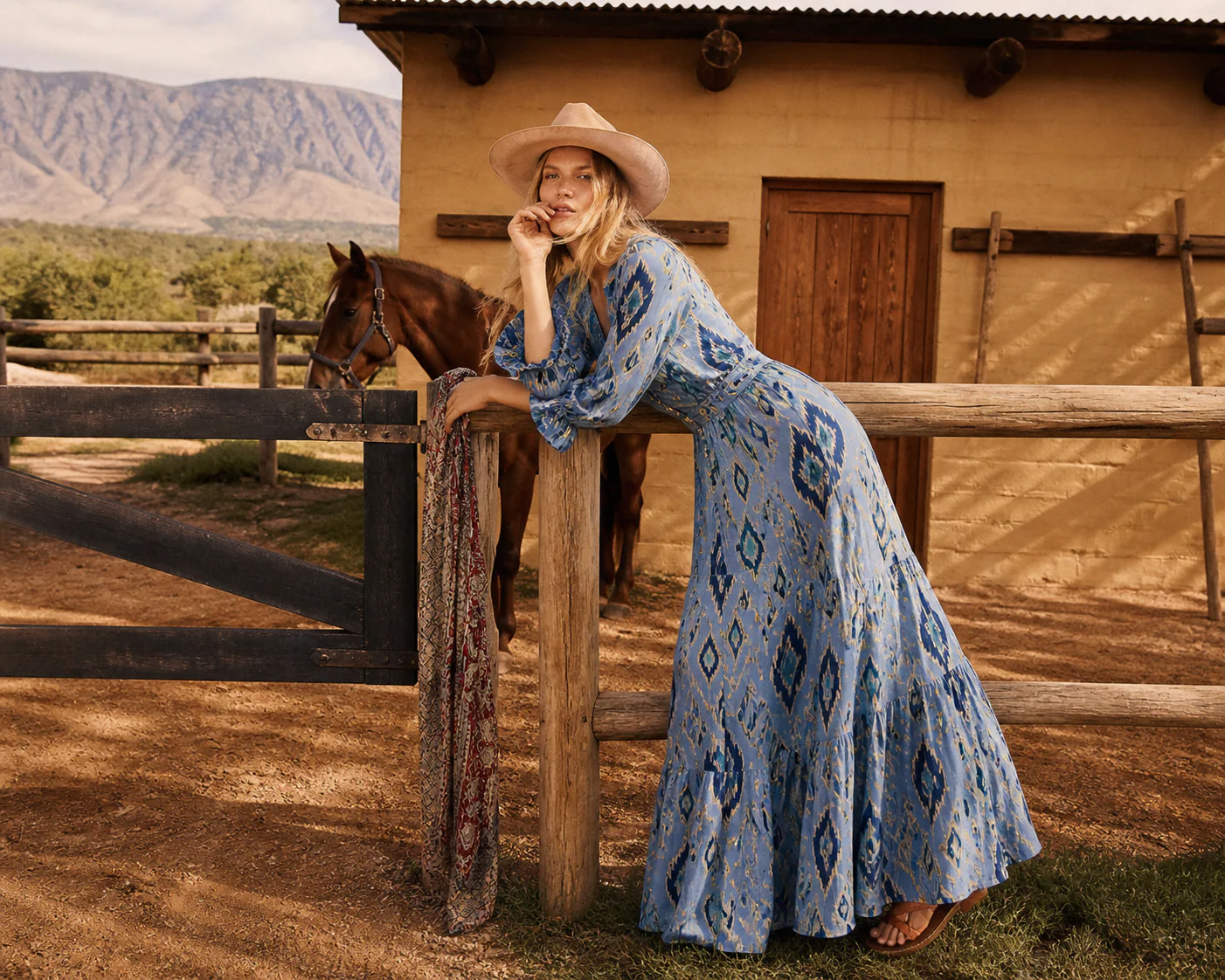 Soul Of Sita Blue Aztec Print Satin Button Through Maxi Dress - Image 4