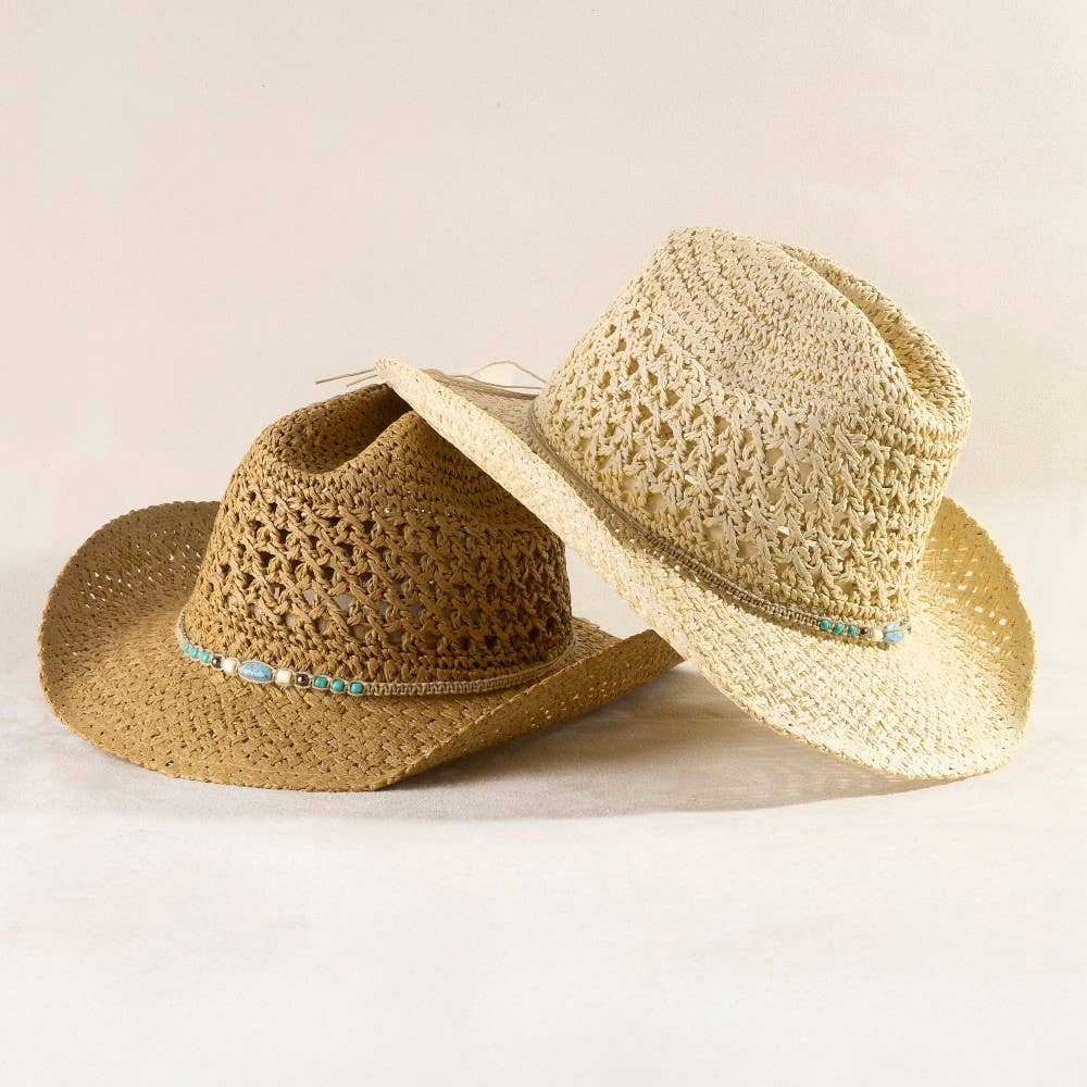 Soul Of Sita Braided Beads Straw Cowboy Hat: Ka - Image 3
