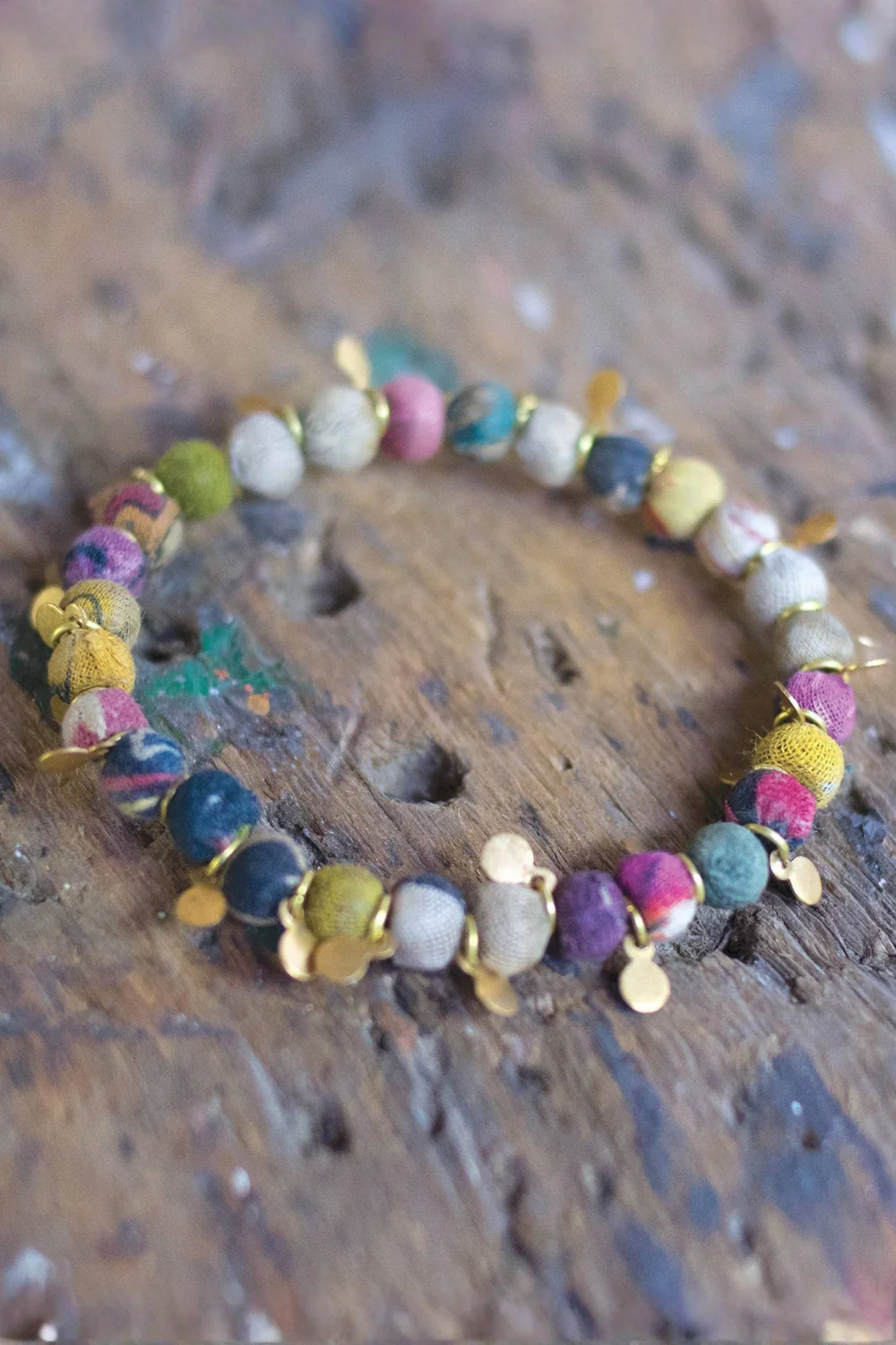Soul Of Sita Elasticated Recycled Fabric Bead Bracelet