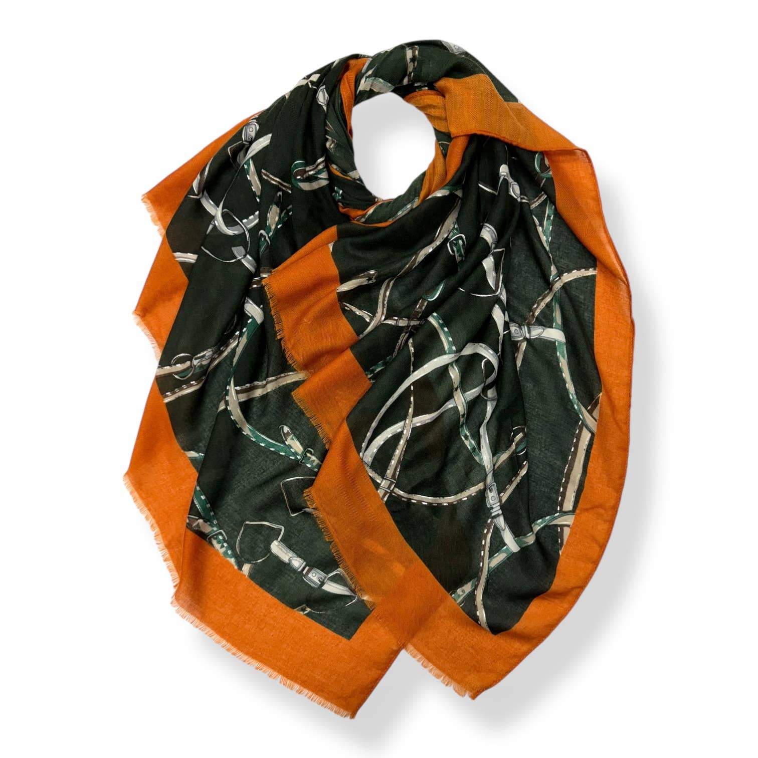 Soul Of Sita Horse Chain Lightweight Scarf : Navy Green - Image 2