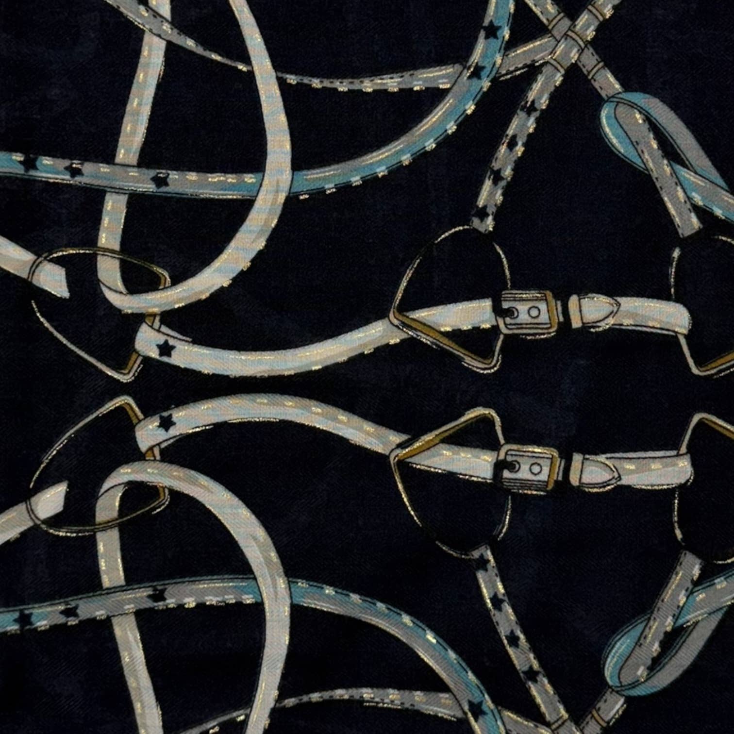 Soul Of Sita Horse Chain Lightweight Scarf : Navy Green - Image 3