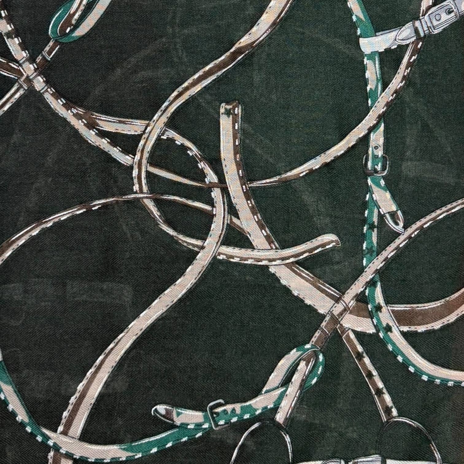 Soul Of Sita Horse Chain Lightweight Scarf : Navy Green - Image 4