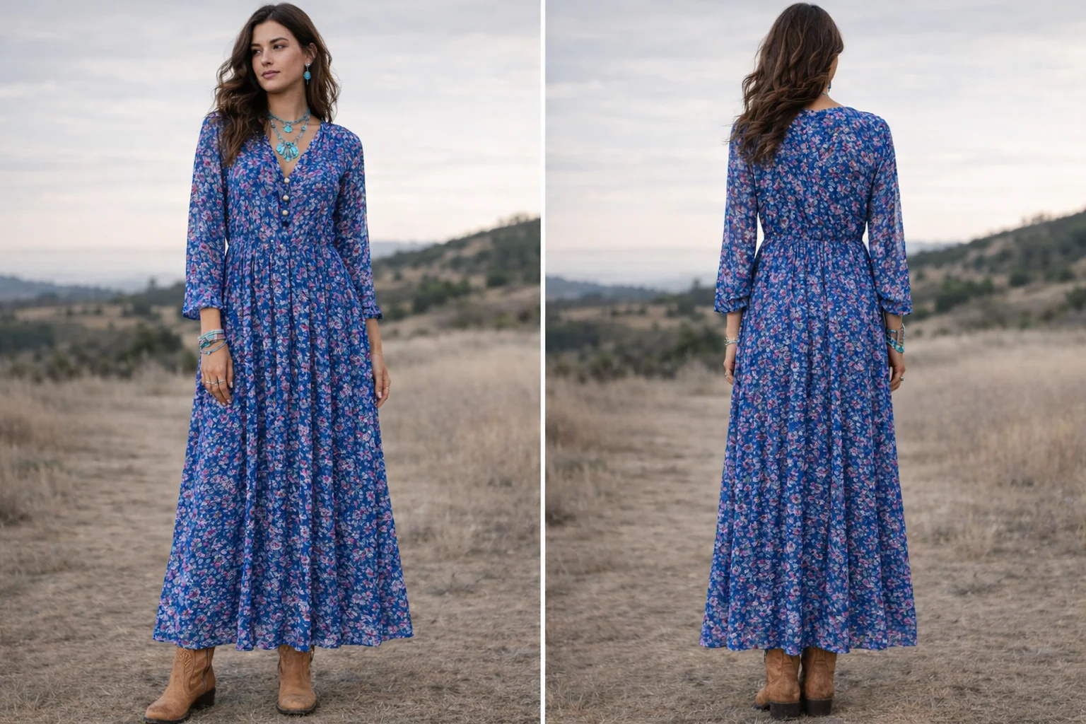 Soul Of Sita Inky Blue Cotton / Silk Mix Maxi Dress And Separate Under Vest. With Side Pockets. Beautiful Breathable Fabric. - Image 5