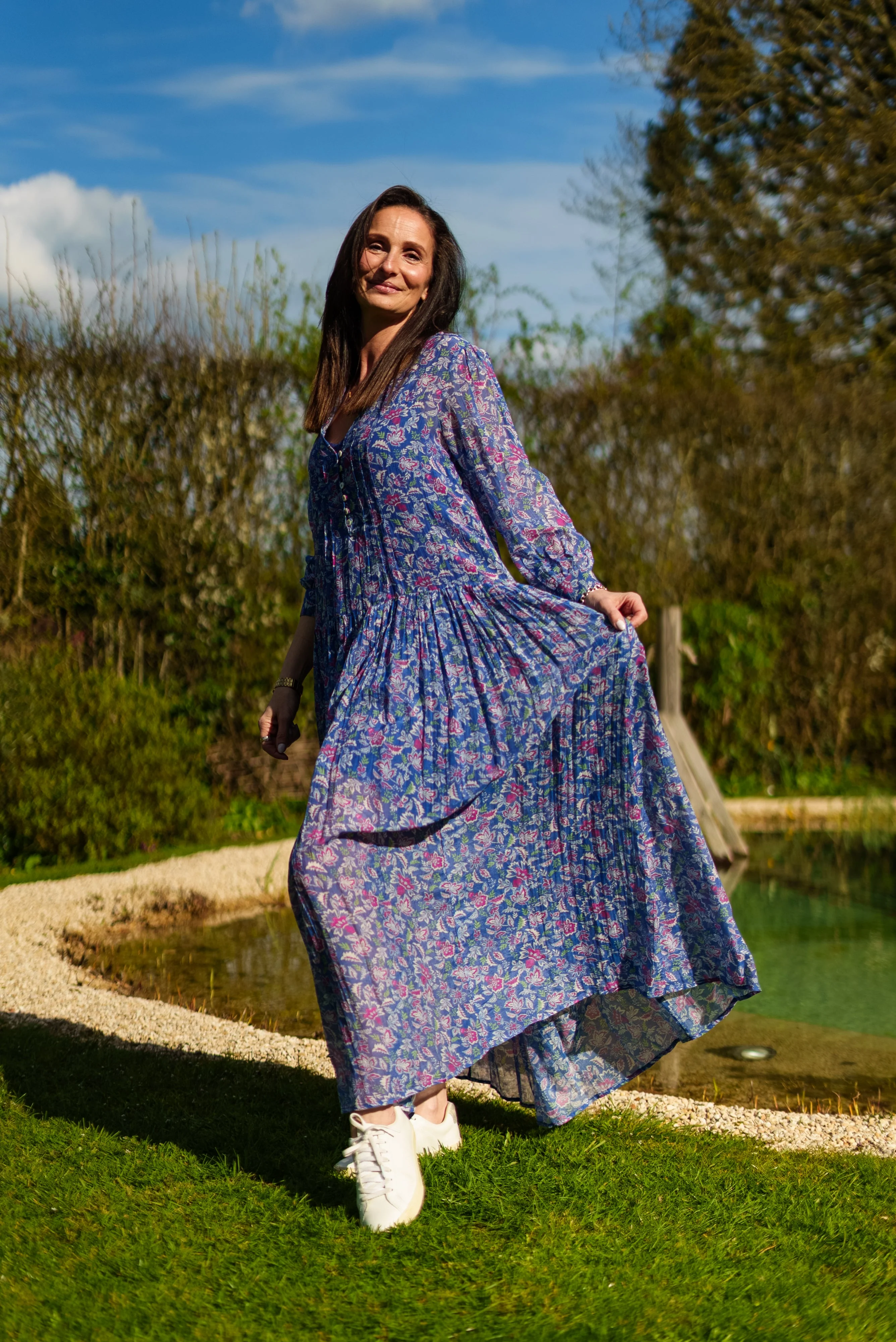 Soul Of Sita Inky Blue Cotton / Silk Mix Maxi Dress And Separate Under Vest. With Side Pockets. Beautiful Breathable Fabric. - Image 8