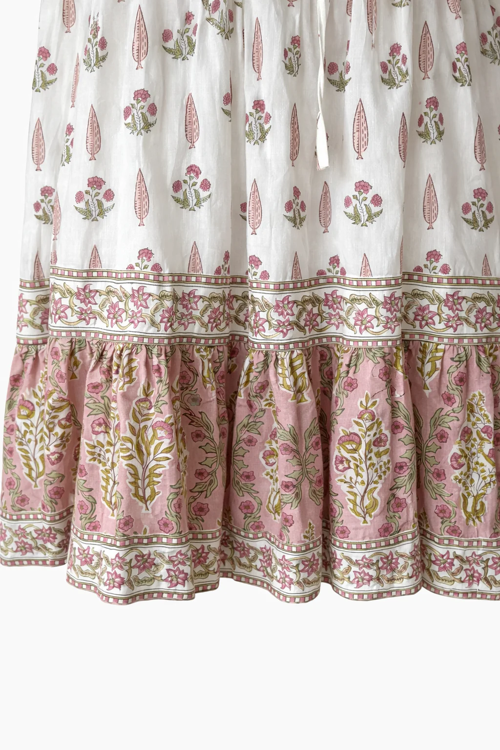 Soul Of Sita Lalita Cream Woodblock Print Maxi Dress 100% Cotton, Side Pockets And Border - Image 7