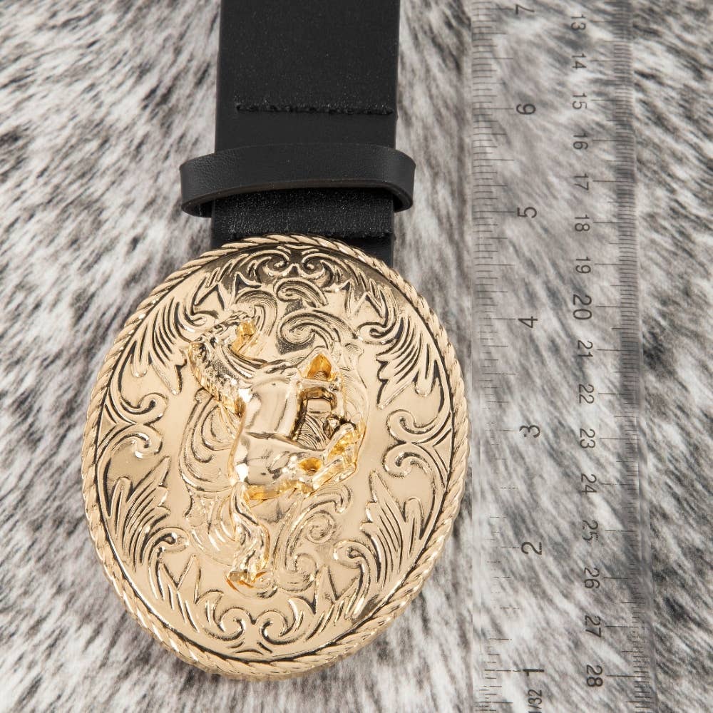 Soul Of Sita Large Western Horse Medallion Buckle Belt: Gbk - Image 5
