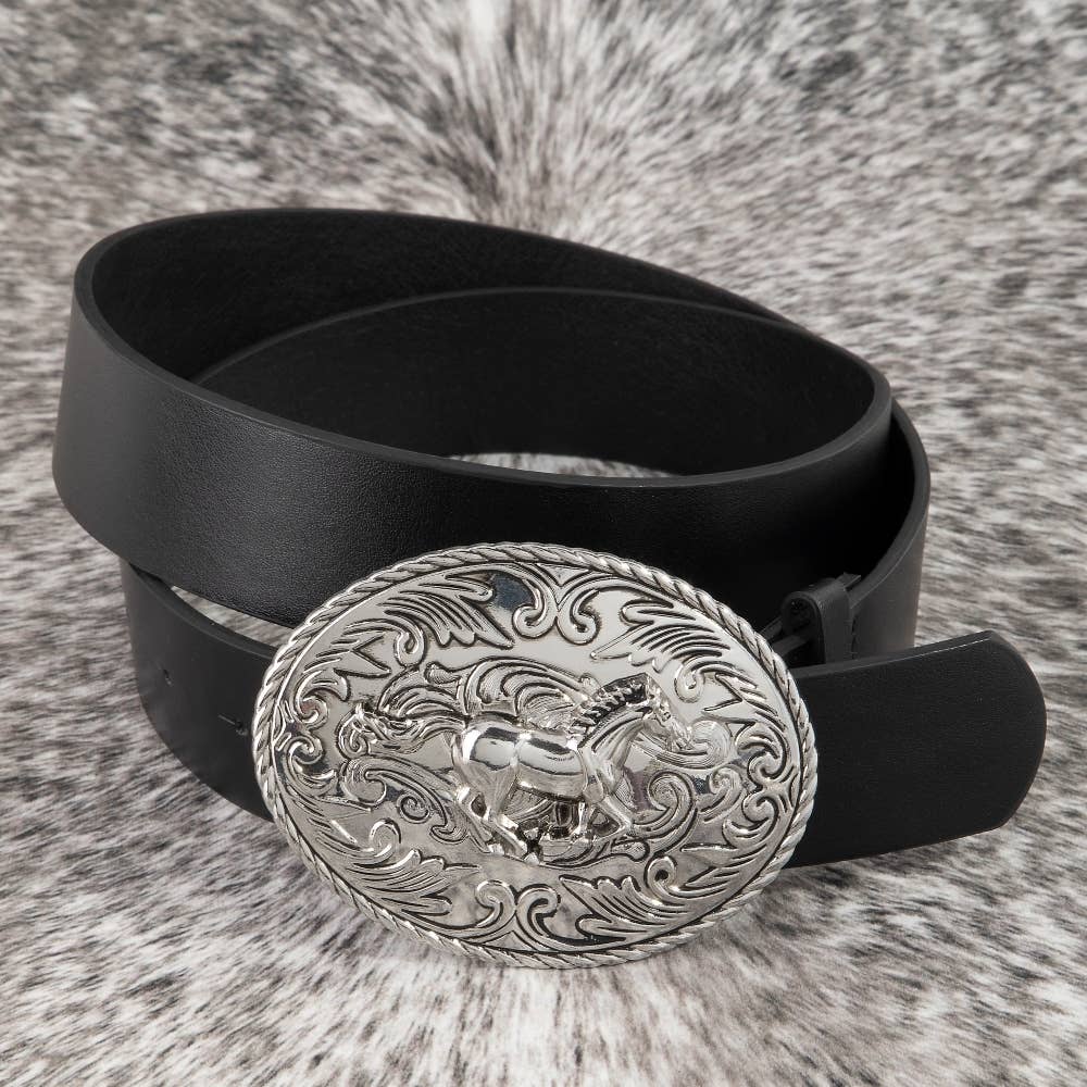 Soul Of Sita Large Western Horse Medallion Buckle Belt: Gbk - Image 8
