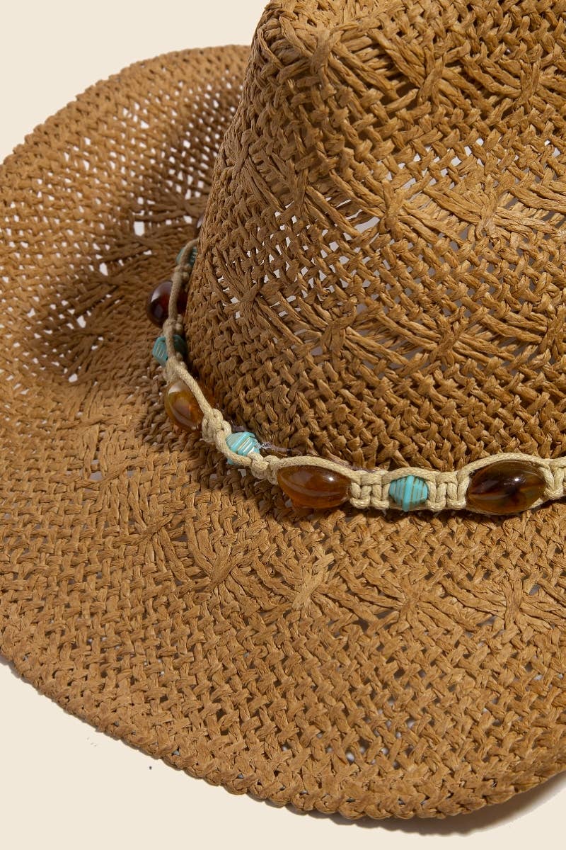 Soul Of Sita Mixed Beaded And Rope Western Fedora Straw Hat: Ka - Image 5