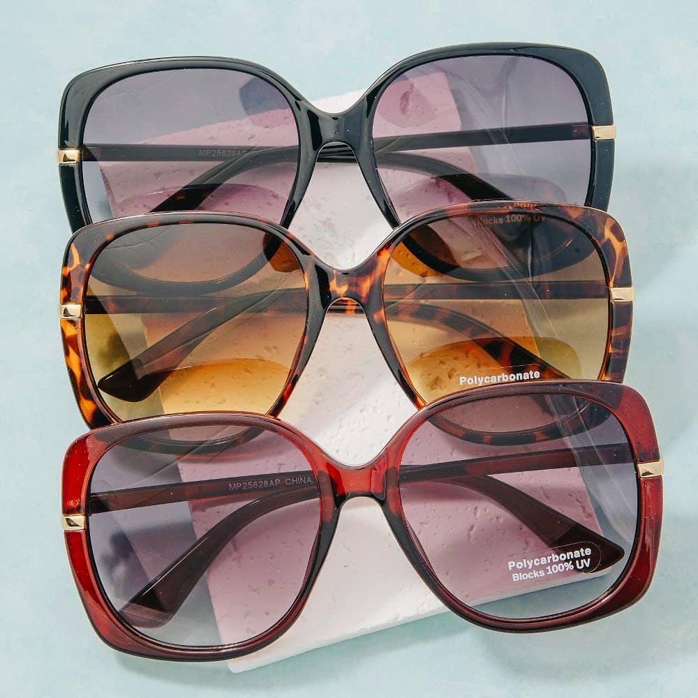 Soul Of Sita Oversized Square Gold Temple Accent Sunglasses: Assorted - Image 2