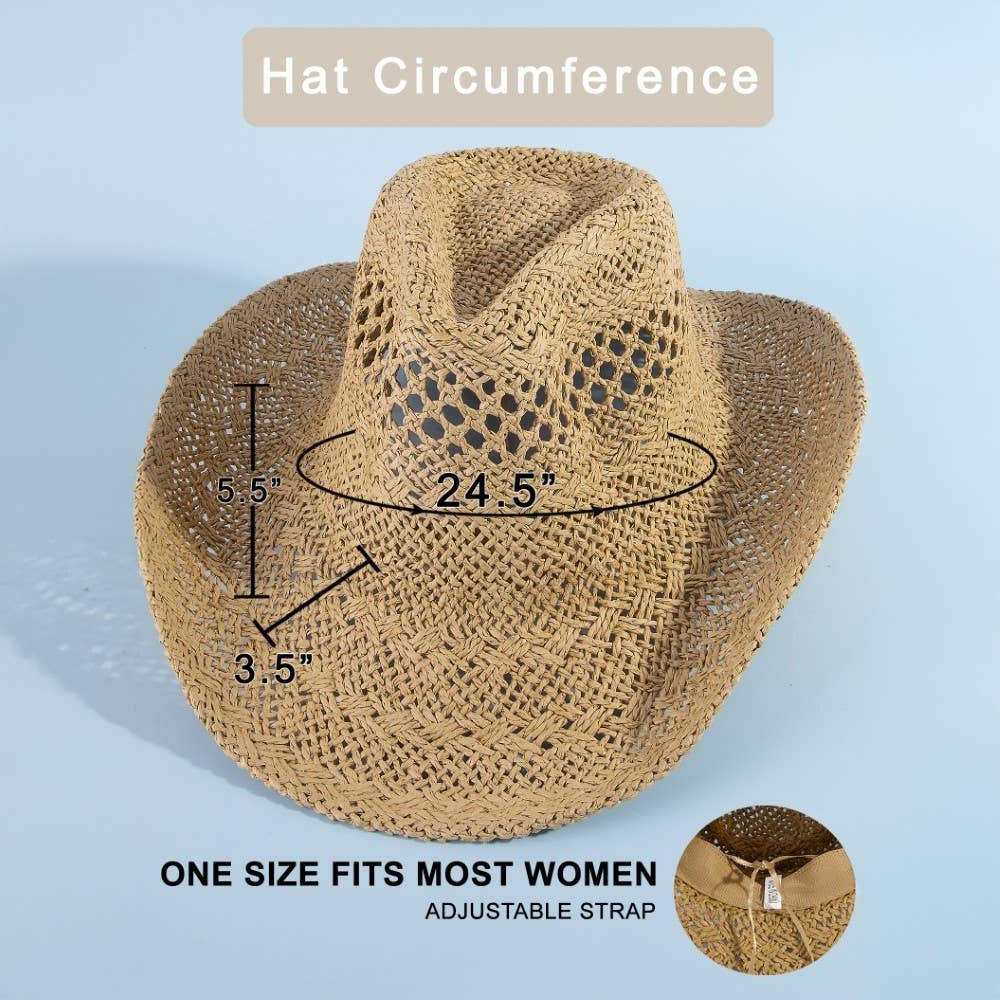 Soul Of Sita Straw Braid Western Cowboy Hat: Bei - Image 8